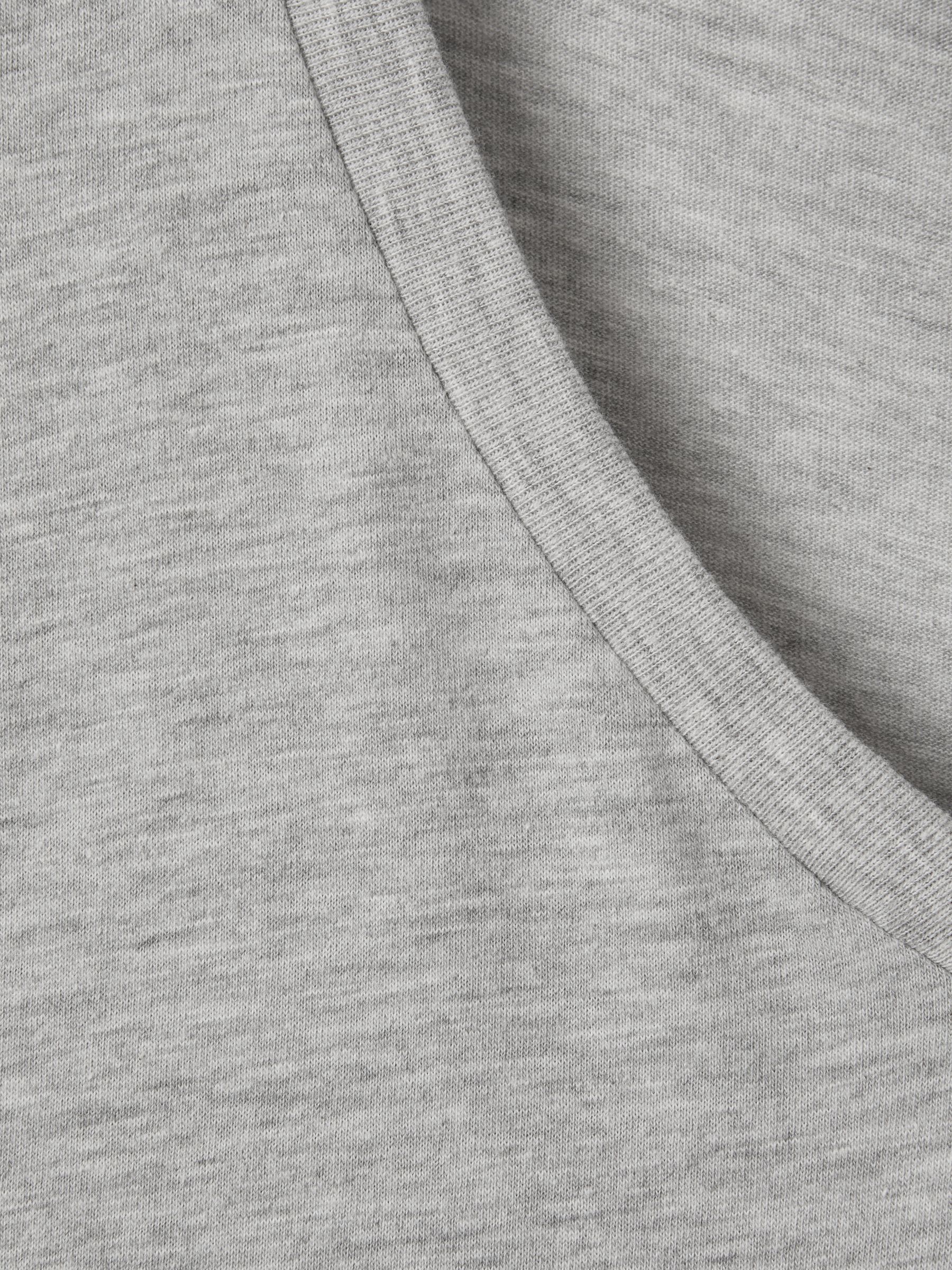 Cotton V-Neck T-Shirt in Grey Marl - Image 5 of 7