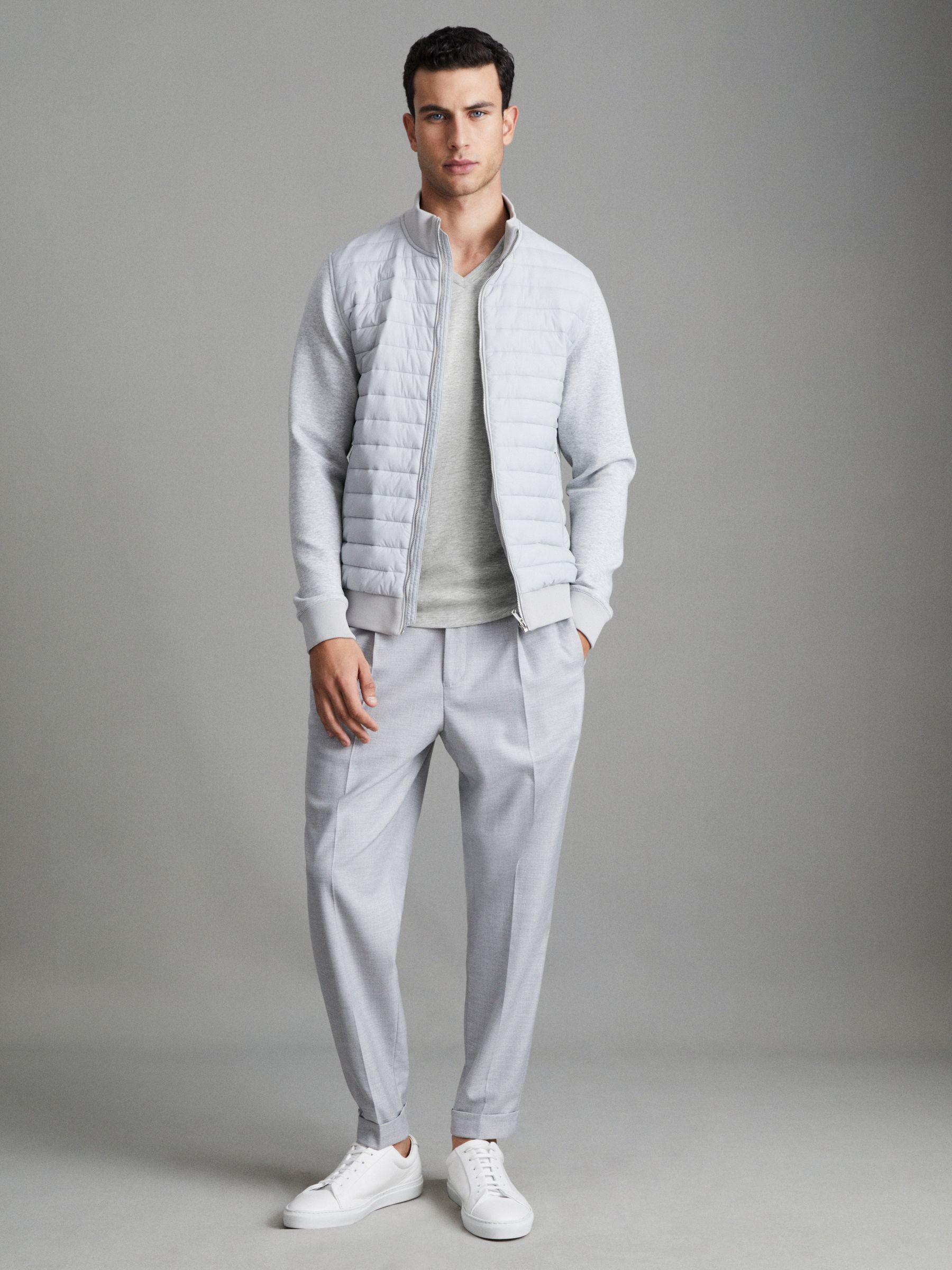Cotton V-Neck T-Shirt in Grey Marl - Image 7 of 7
