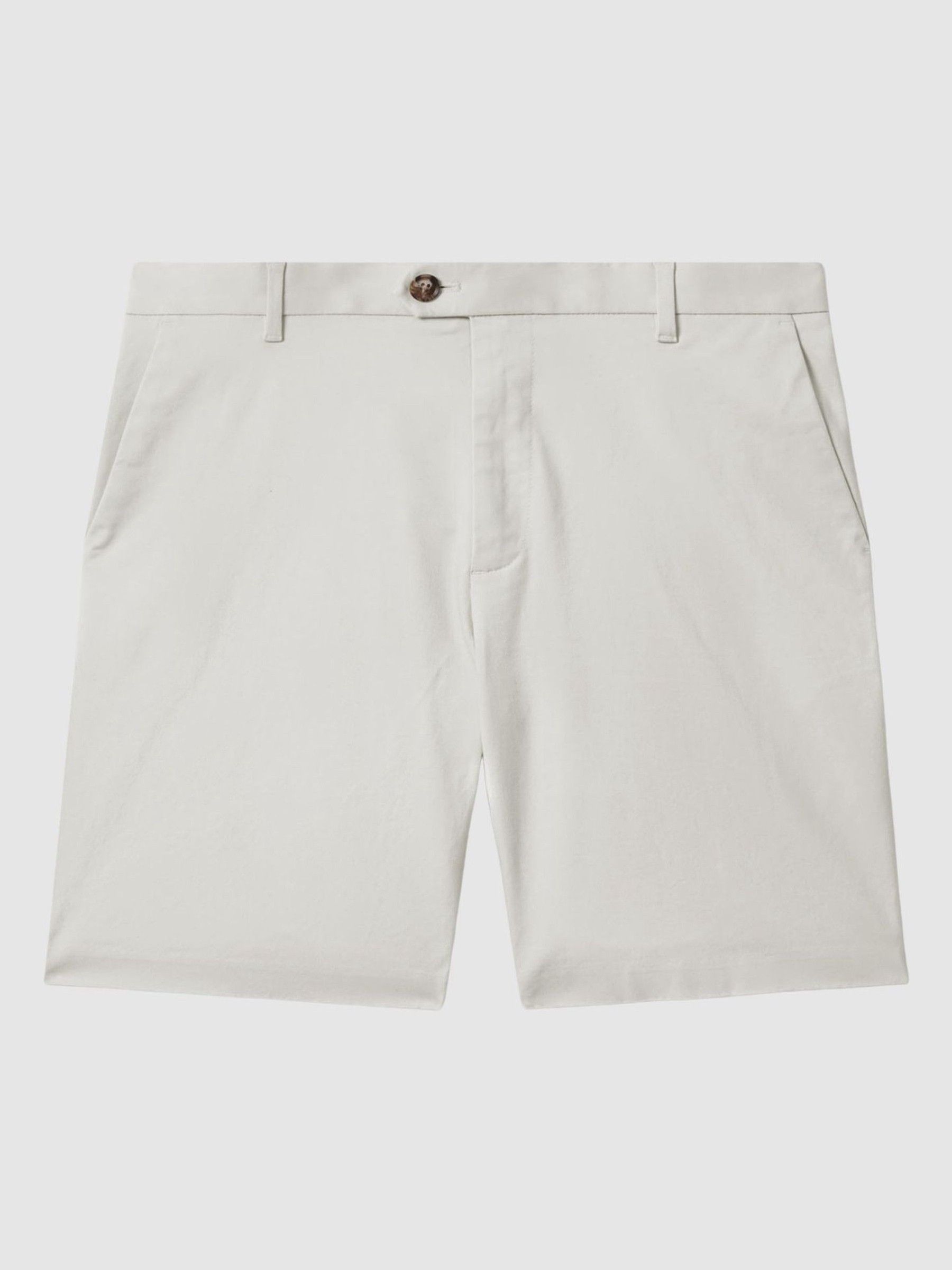 Cotton Chino Shorts with Stretch in Chalk - Image 2 of 6