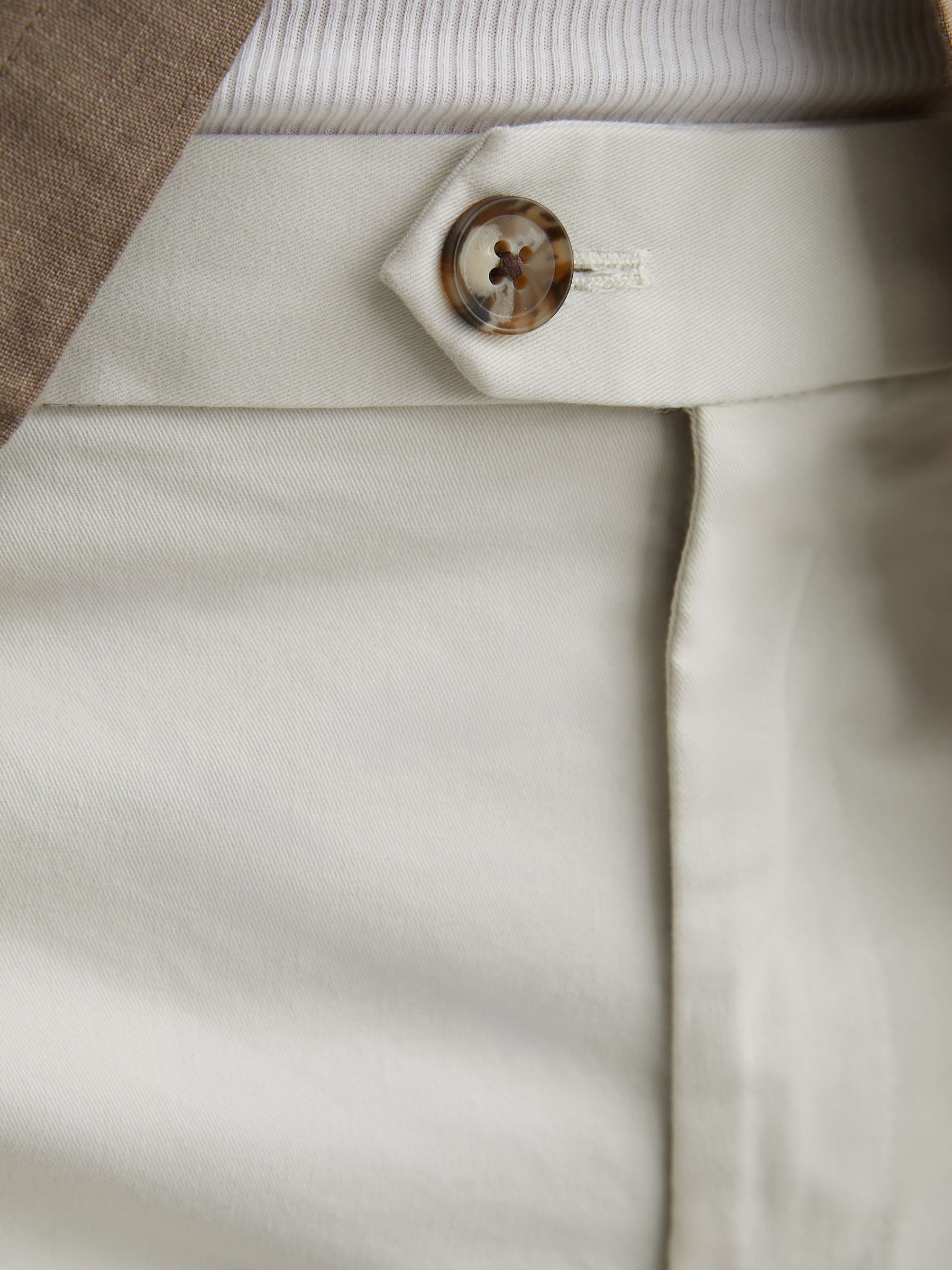 Regular Length Cotton Chino Shorts with Stretch in Chalk - image 4
