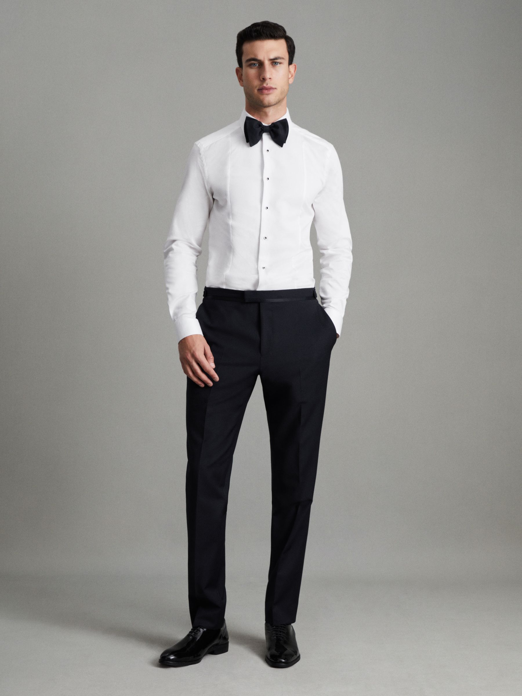 Modern Fit Tuxedo Trousers in Navy - Image 3 of 8