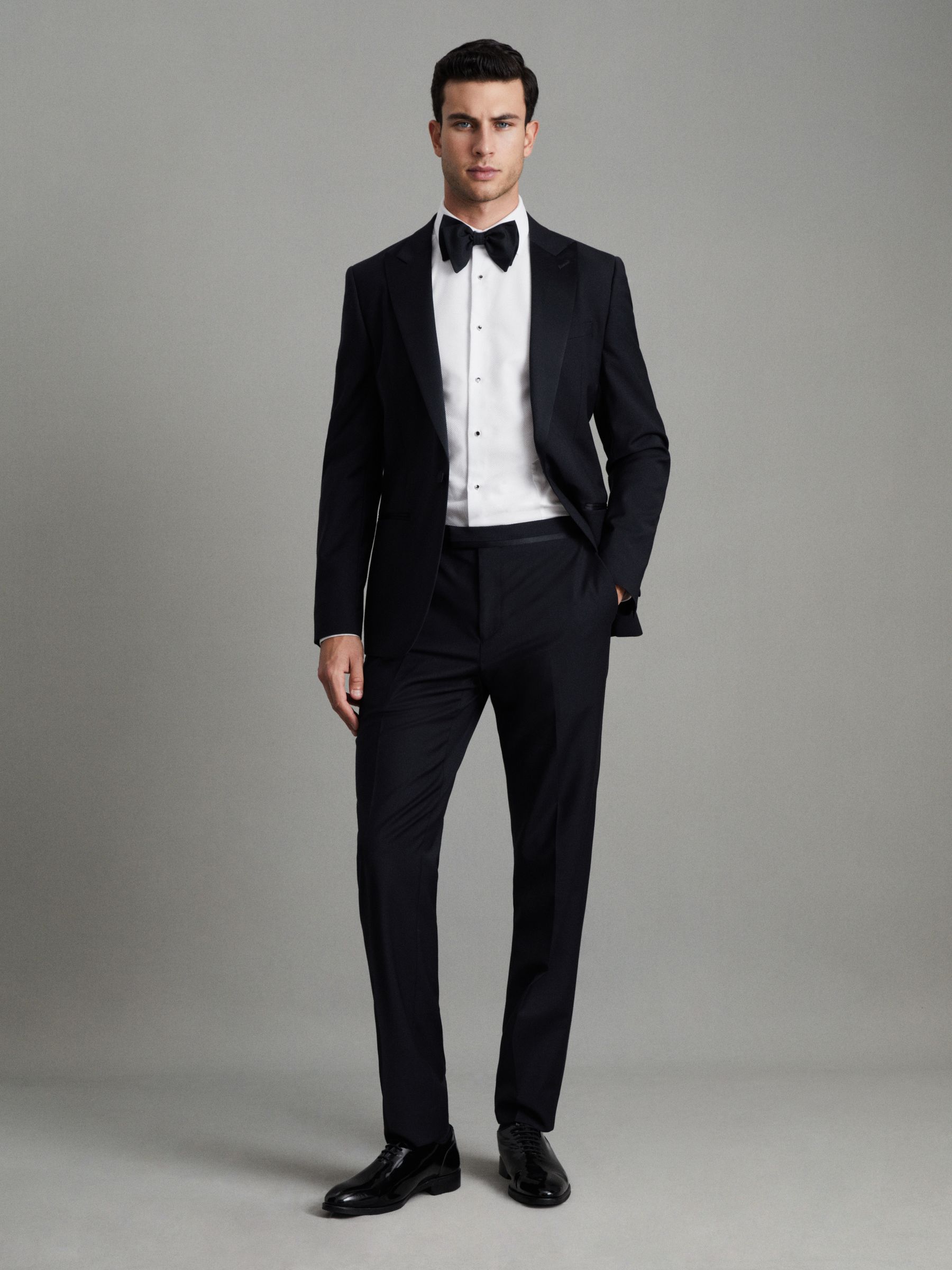 Modern Fit Tuxedo Trousers in Navy - Image 6 of 8
