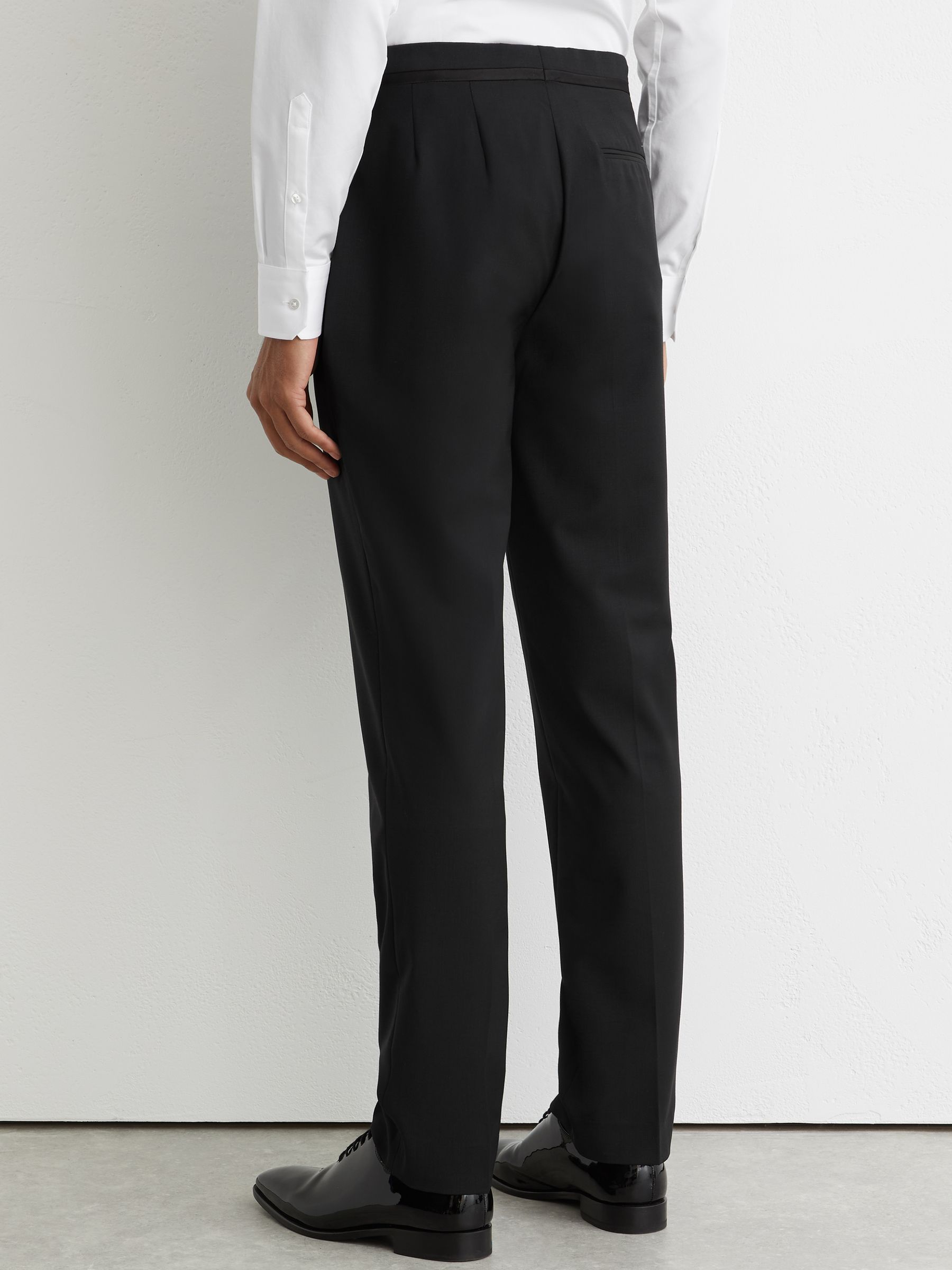 Tailored Fit Wool-Blend Tuxedo Trousers in Black - image 3