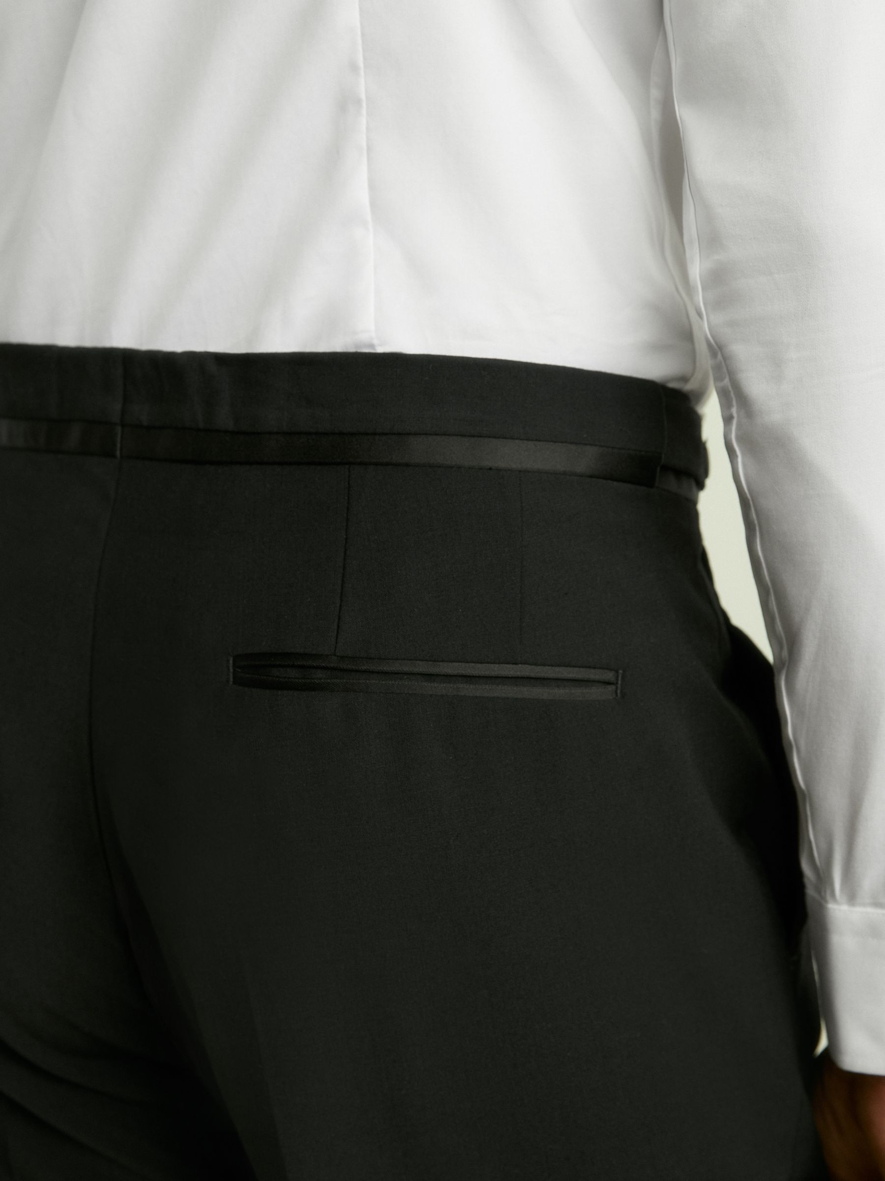 Modern Fit Tuxedo Trousers in Black - Image 5 of 7
