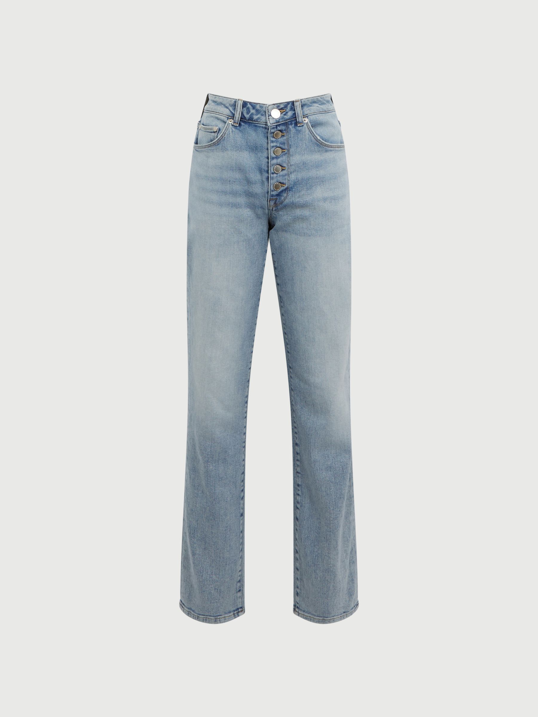 Cropped Mid Rise Straight Leg Jeans in Light Blue - Image 2 of 6