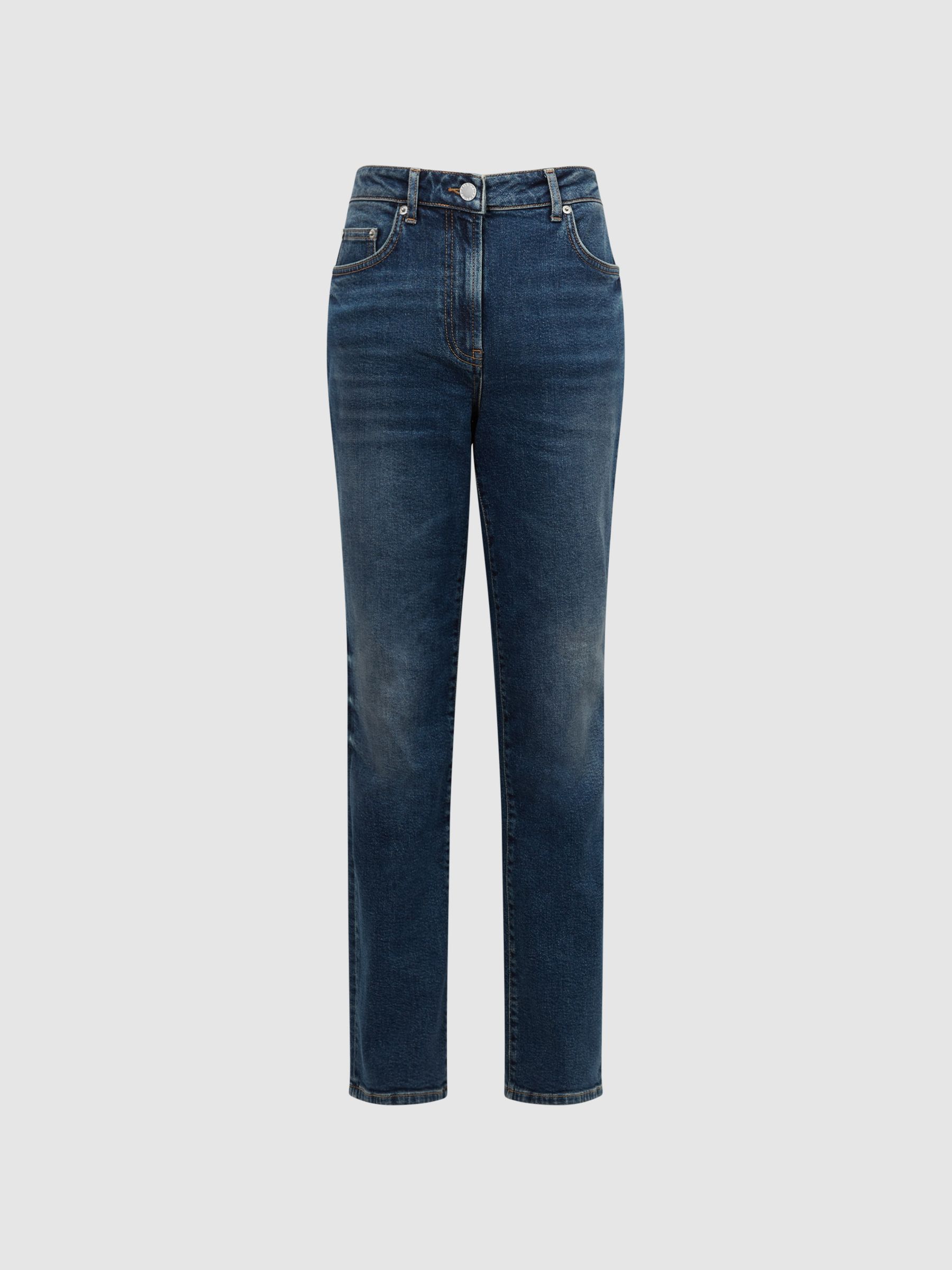 Boyfriend jeans met rechte pijpen in medium blauw - Afbeelding 2 van 5
