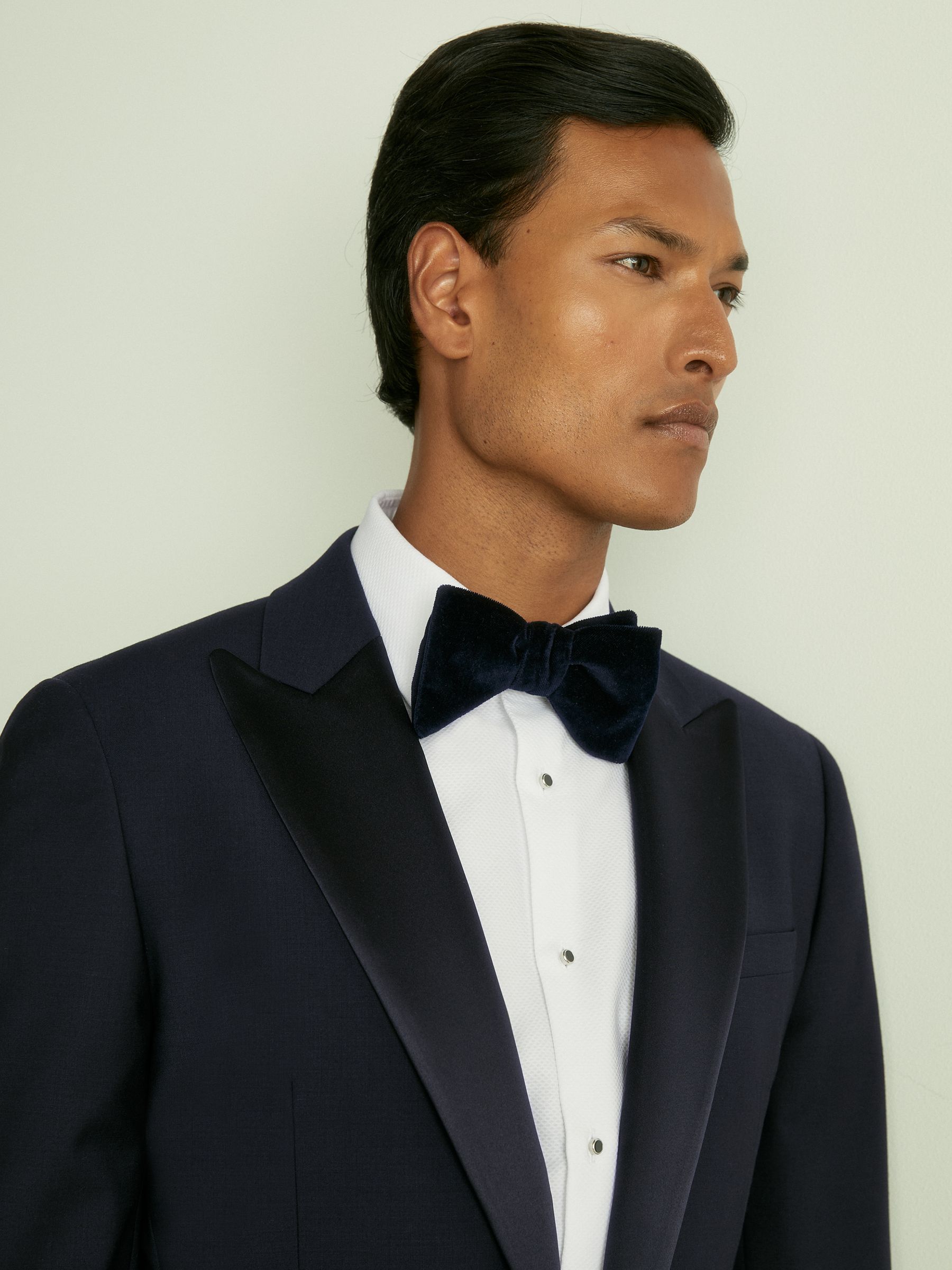 Peak Lapel Regular Fit Single Breasted Tuxedo Jacket in Navy - Image 5 of 7
