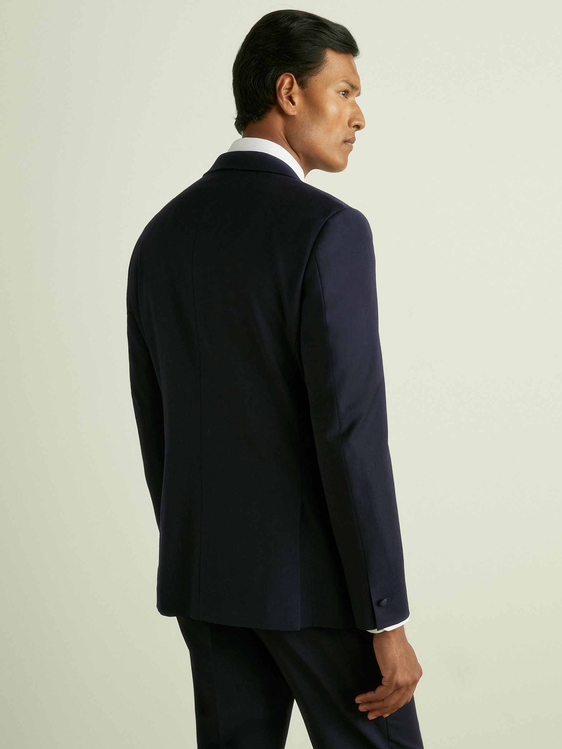 Peak Lapel Regular Fit Single Breasted Tuxedo Jacket in Navy - Image 6 of 7