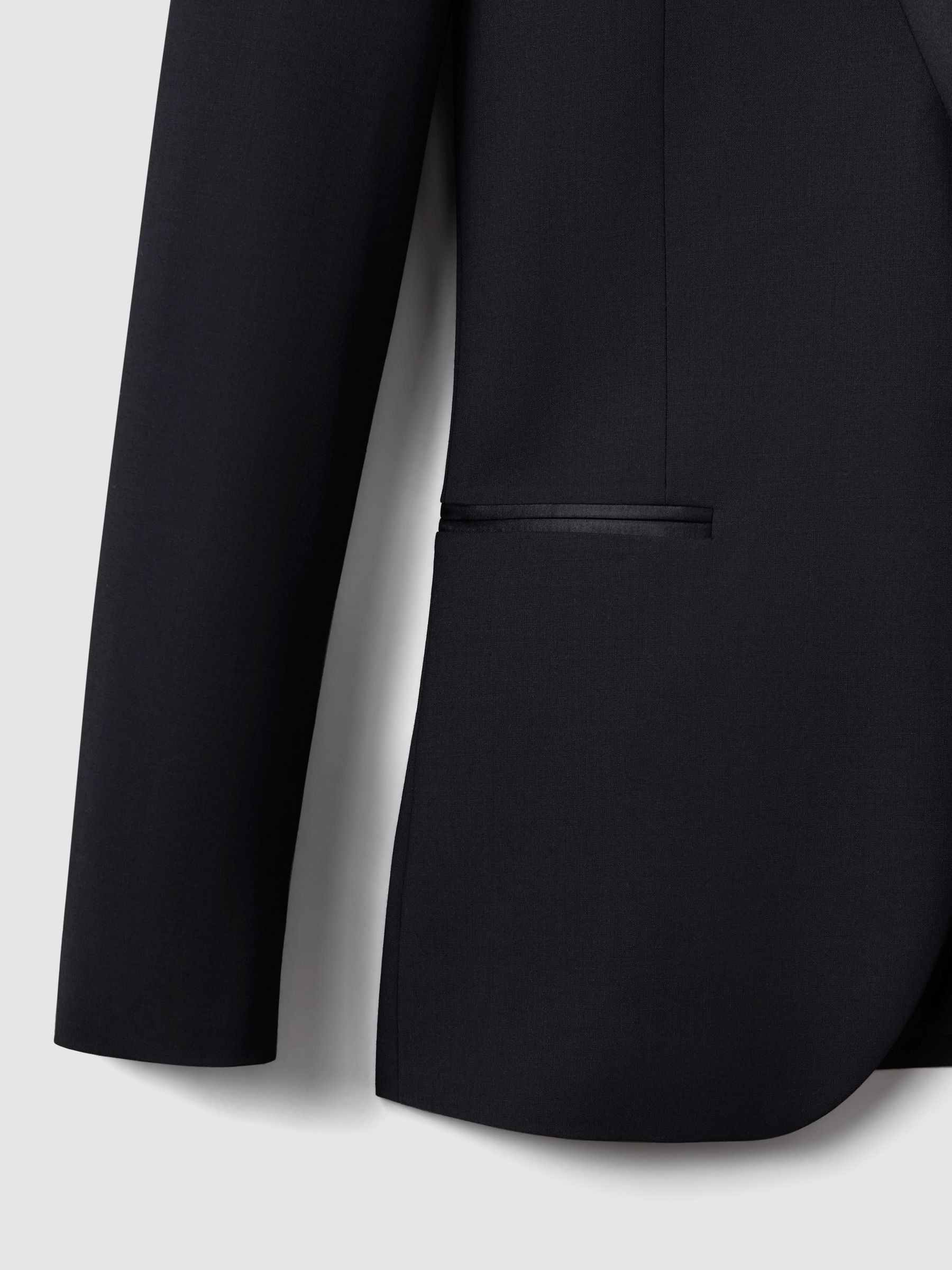 Peak Lapel Regular Fit Single Breasted Tuxedo Jacket in Navy - Image 7 of 7