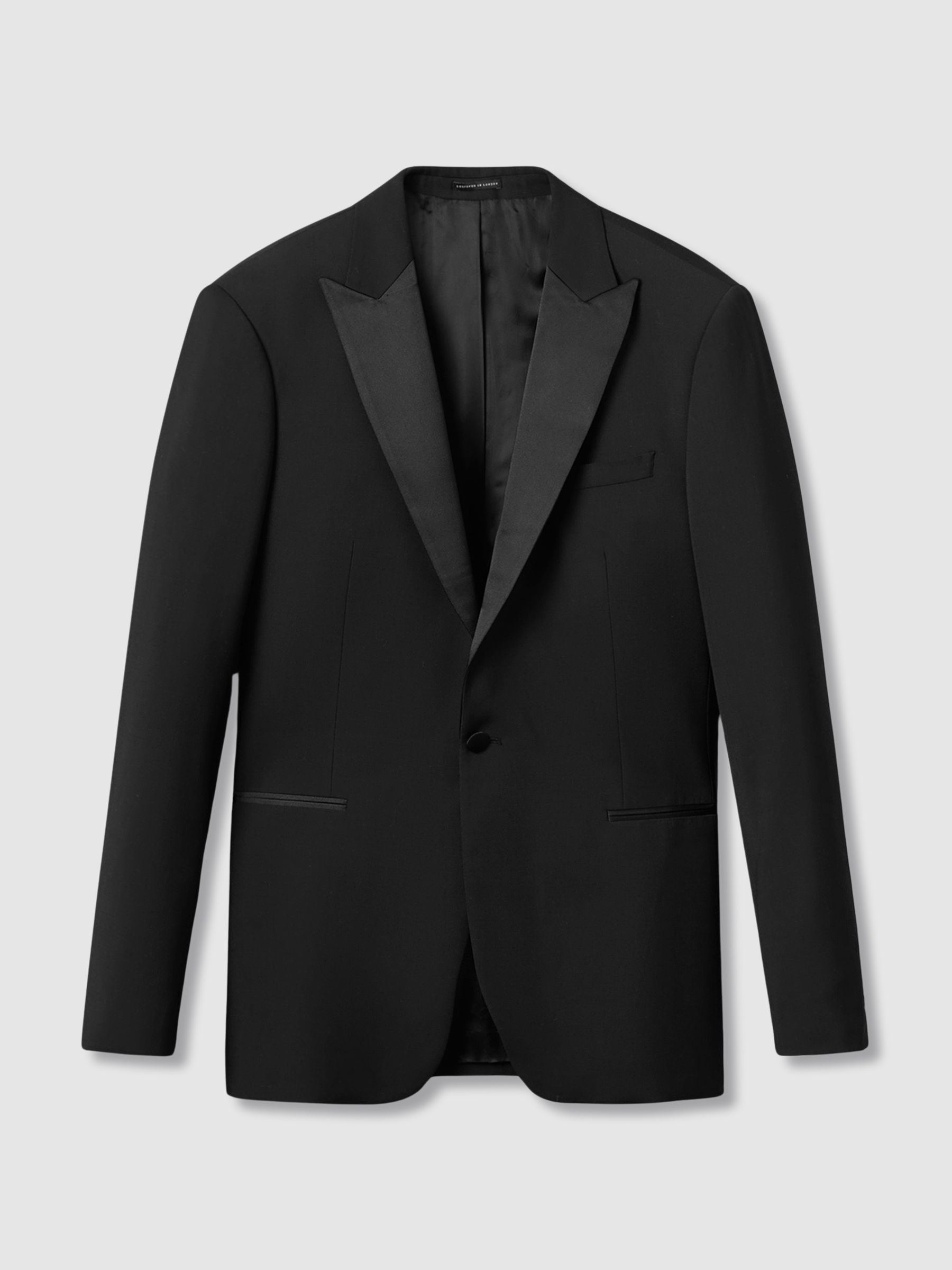 Regular Fit Single Breasted Tuxedo Jacket in Black - Image 2 of 10
