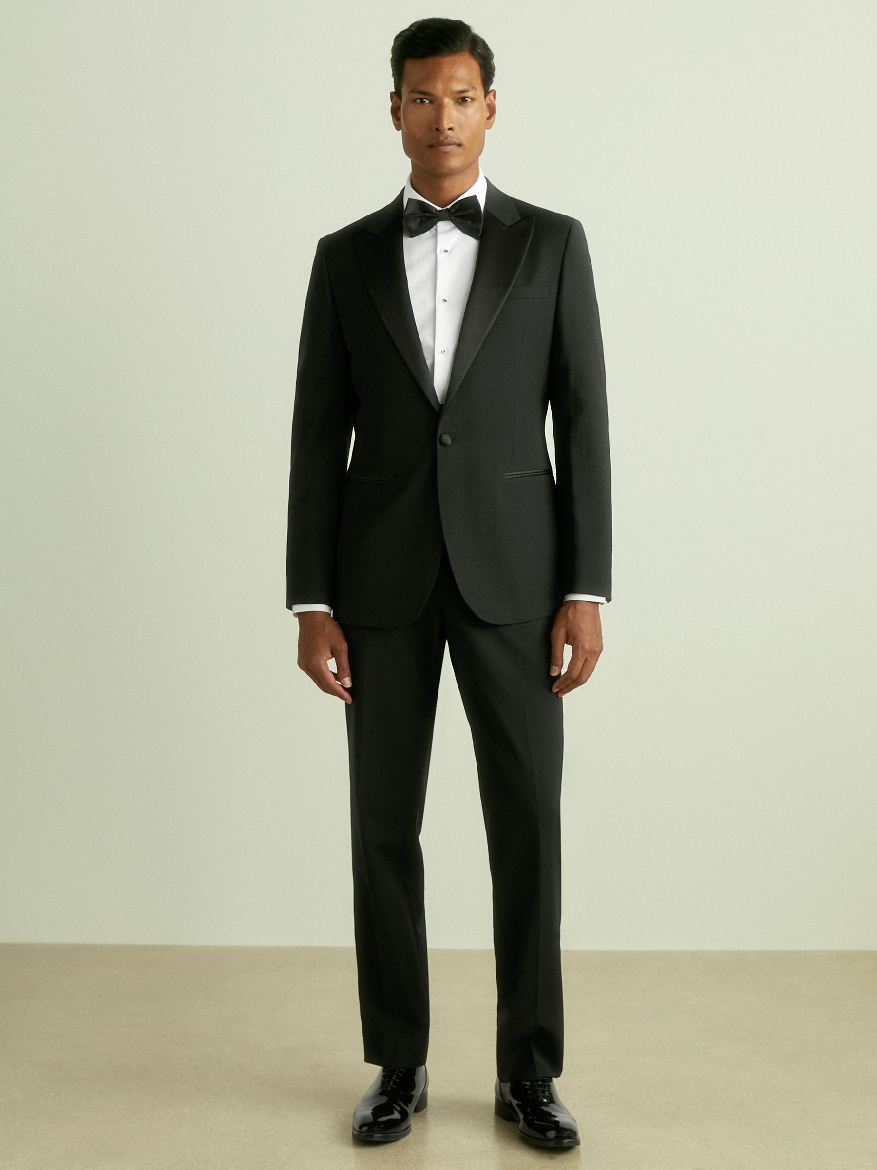 Regular Fit Single Breasted Tuxedo Jacket in Black - Image 3 of 10