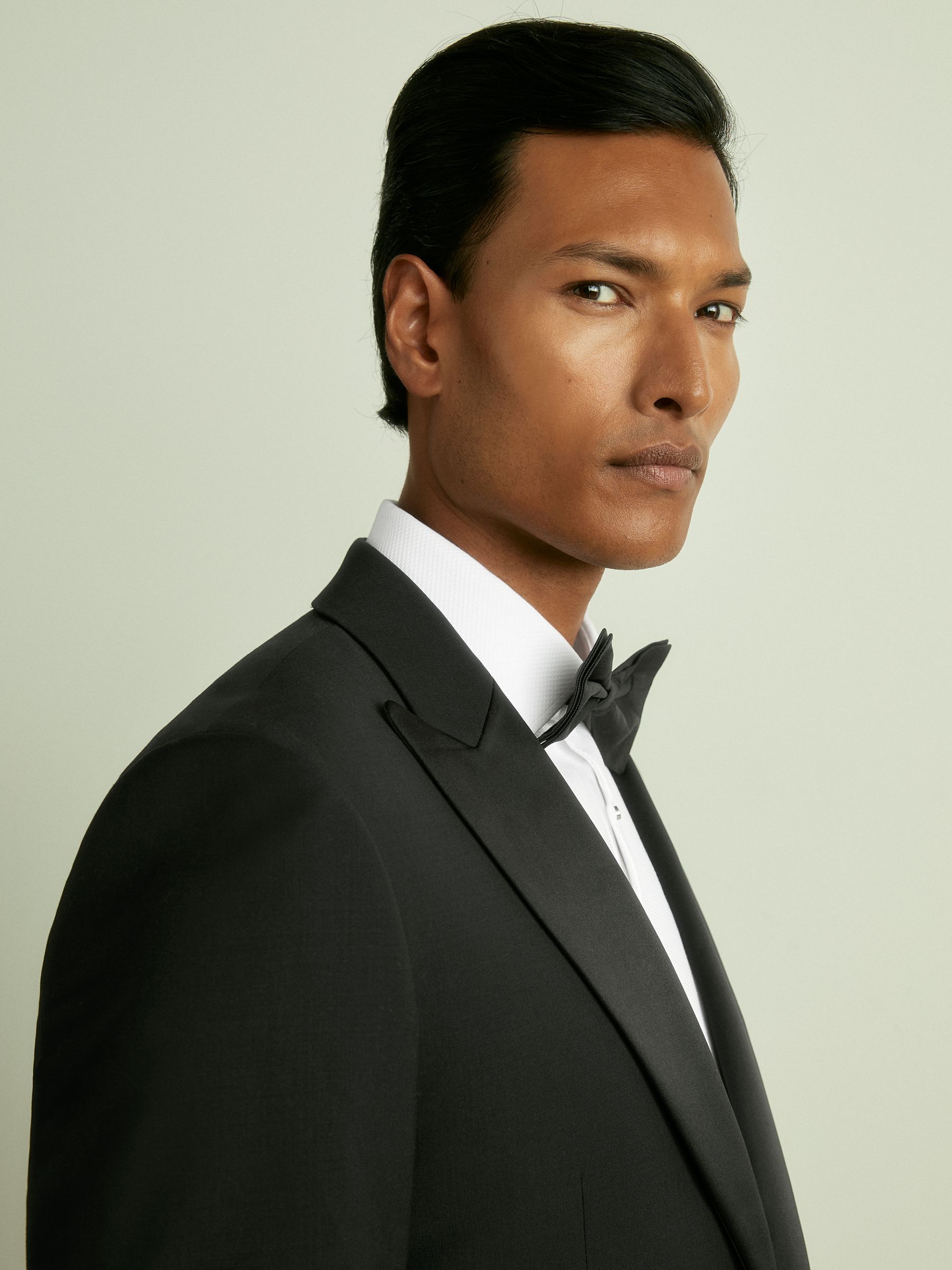 Regular Fit Single Breasted Tuxedo Jacket in Black - Image 4 of 10