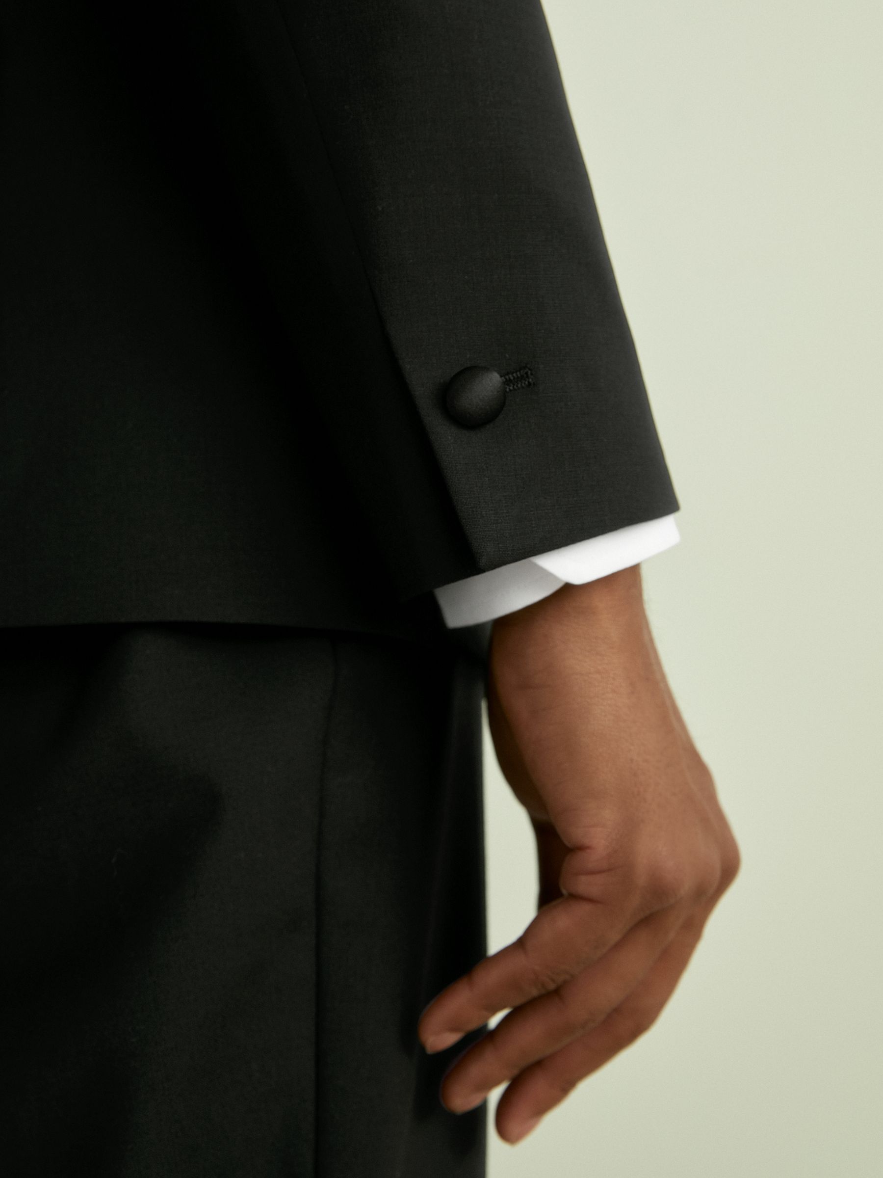 Regular Fit Single Breasted Tuxedo Jacket in Black - Image 5 of 10