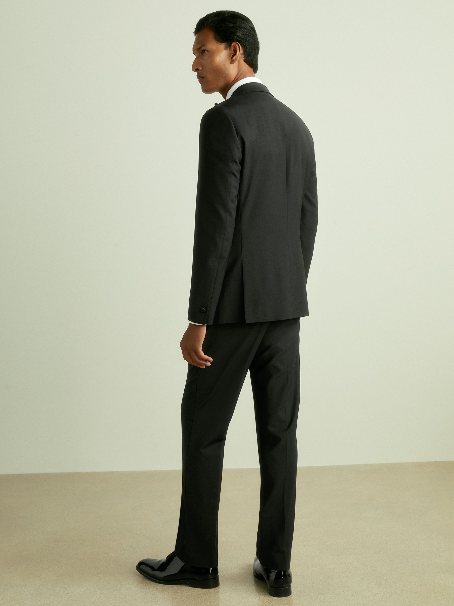 Regular Fit Single Breasted Tuxedo Jacket in Black - Image 6 of 10