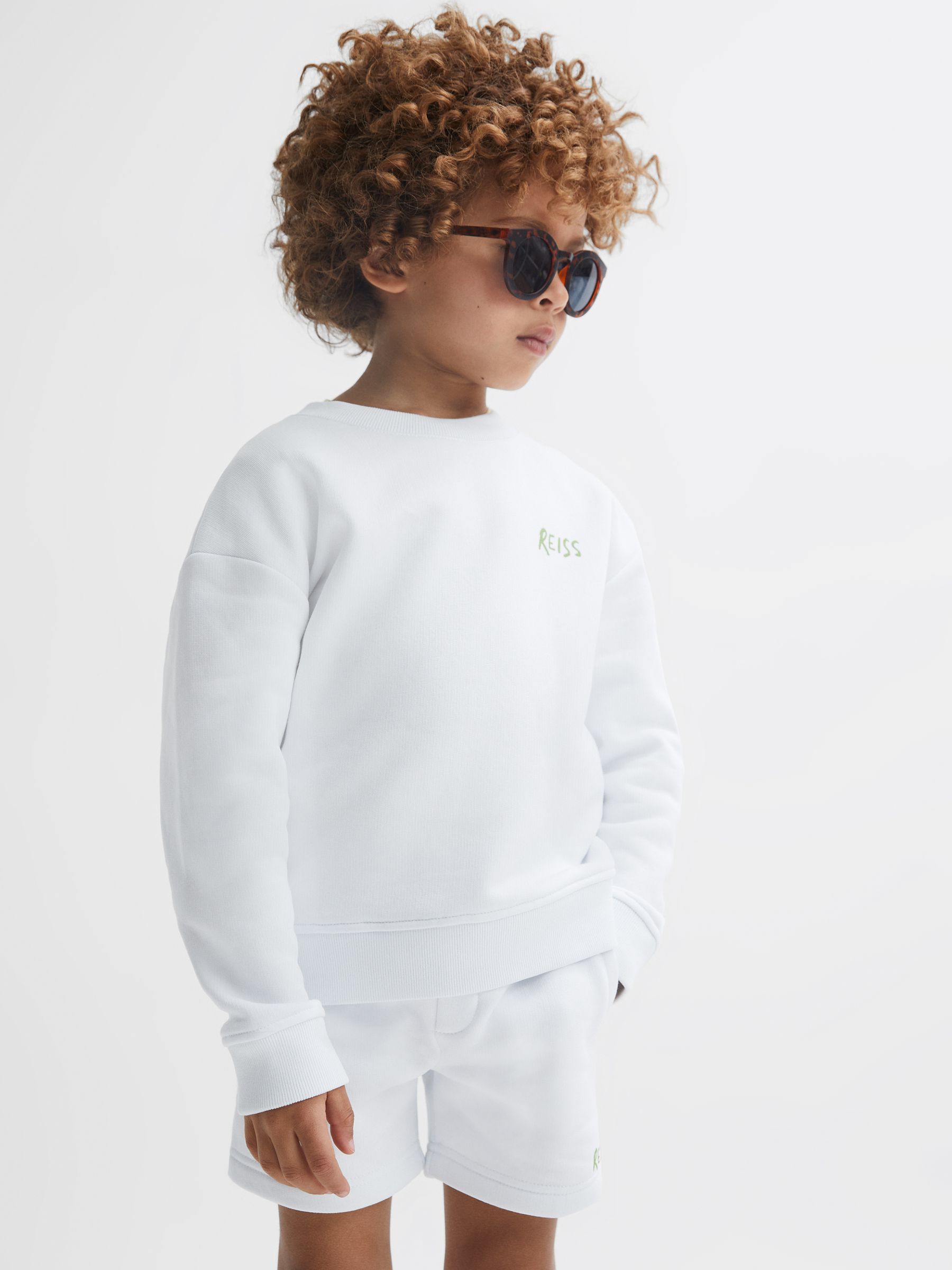 Reiss Junior Cotton Crew Neck Jumper in Ecru REISS