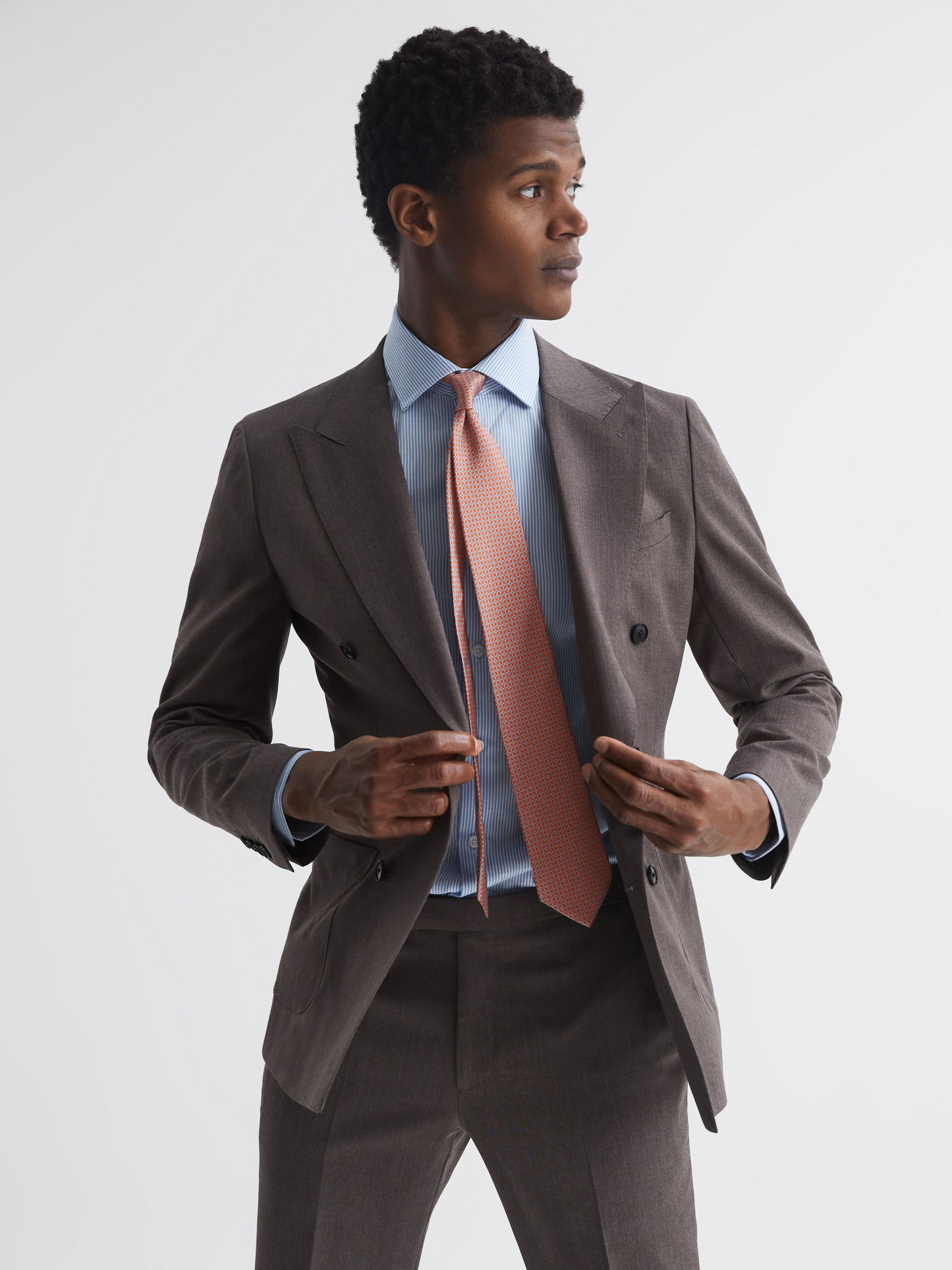 Silk Geometric Printed Tie in Bright Orange - Image 2 of 5