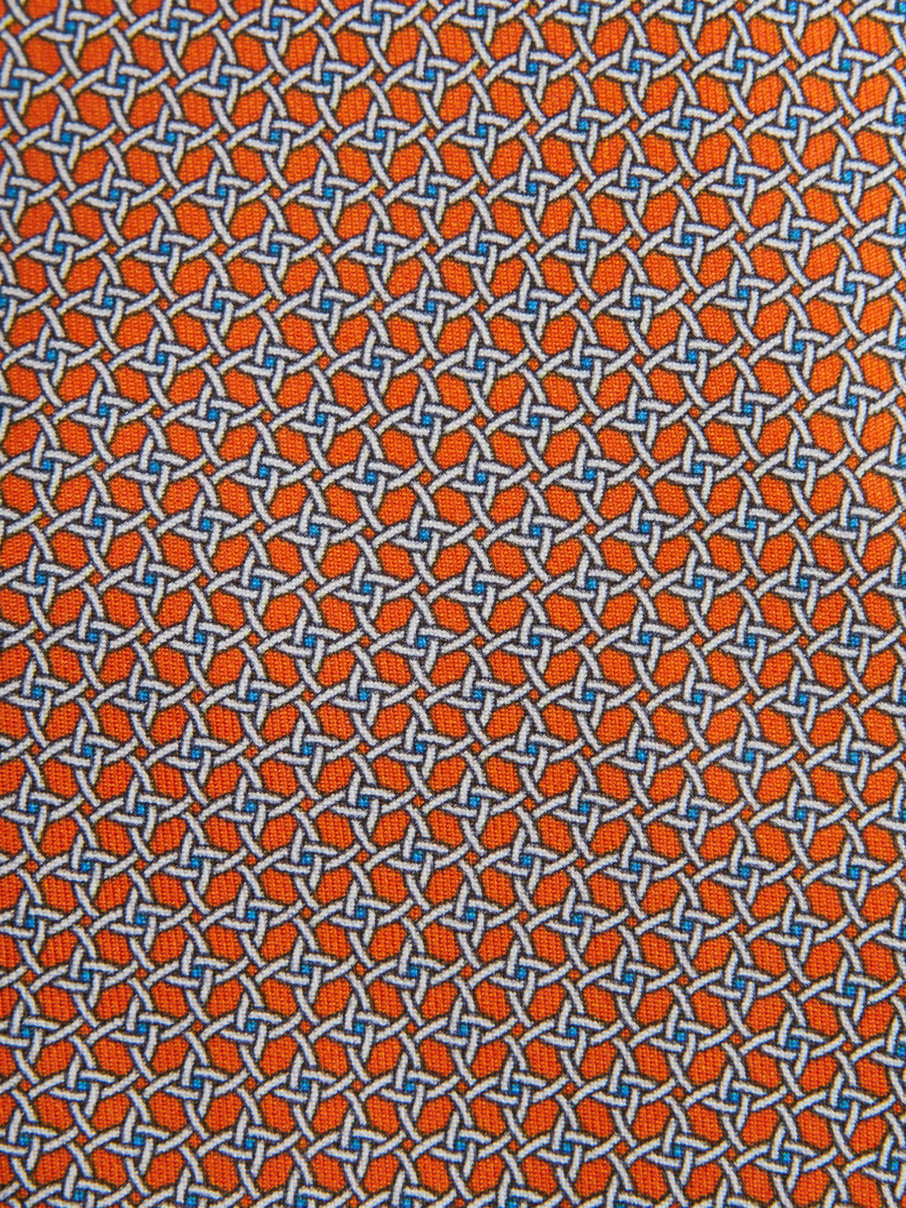 Silk Geometric Printed Tie in Bright Orange - Image 5 of 5