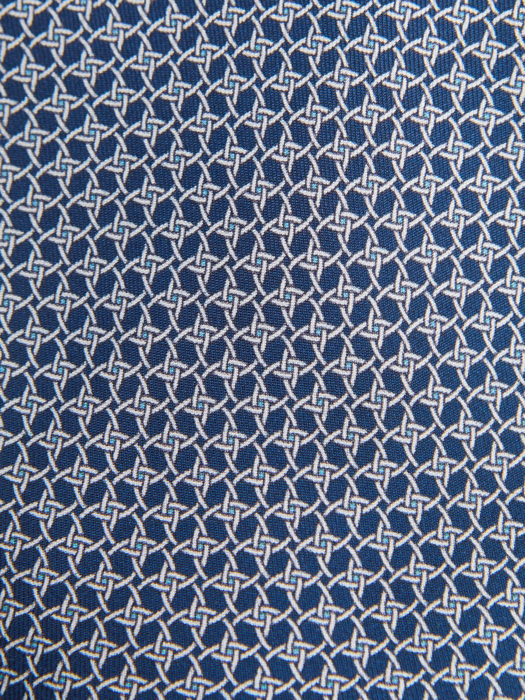 Silk Geometric Printed Tie in Airforce Blue - Image 5 of 5