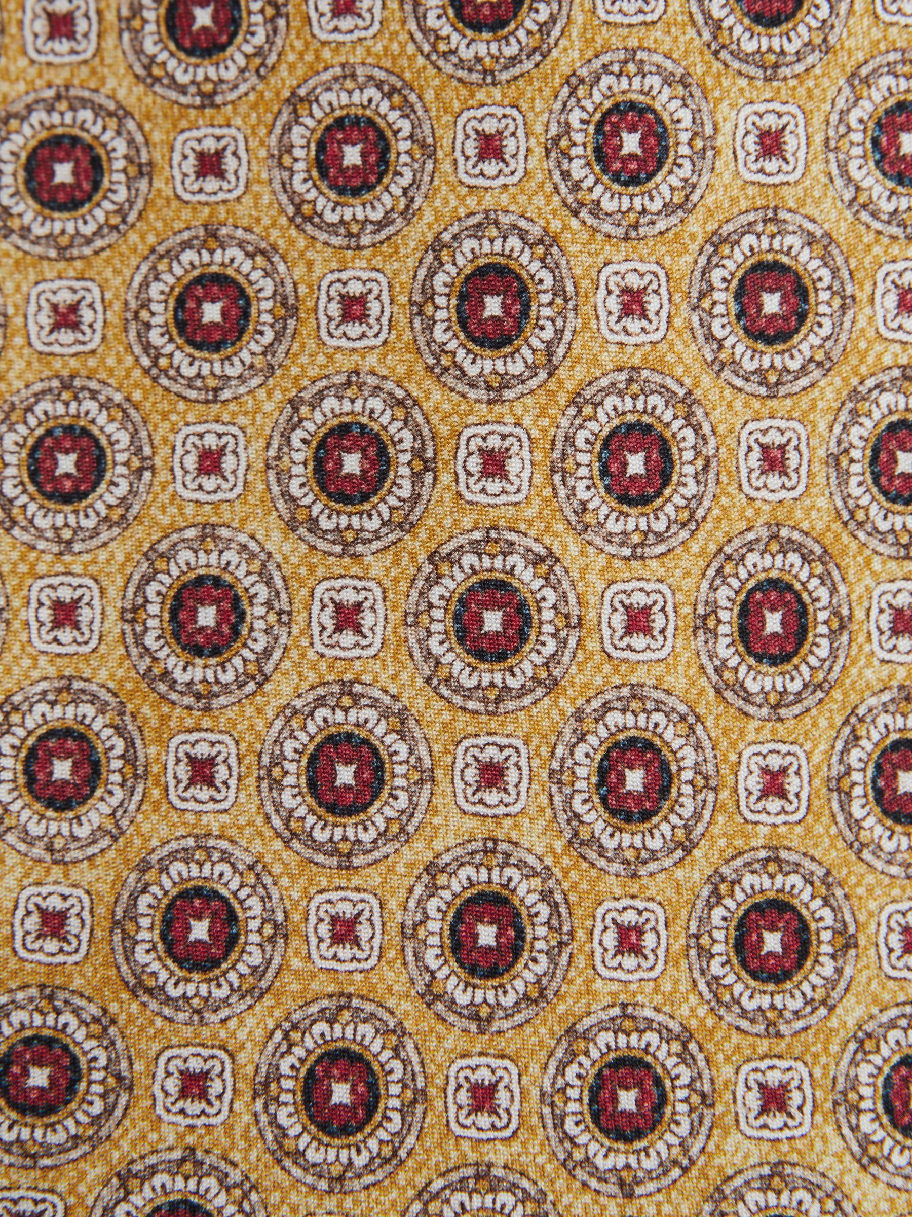 Silk Medallion Print Tie in Sun Yellow - Image 5 of 5