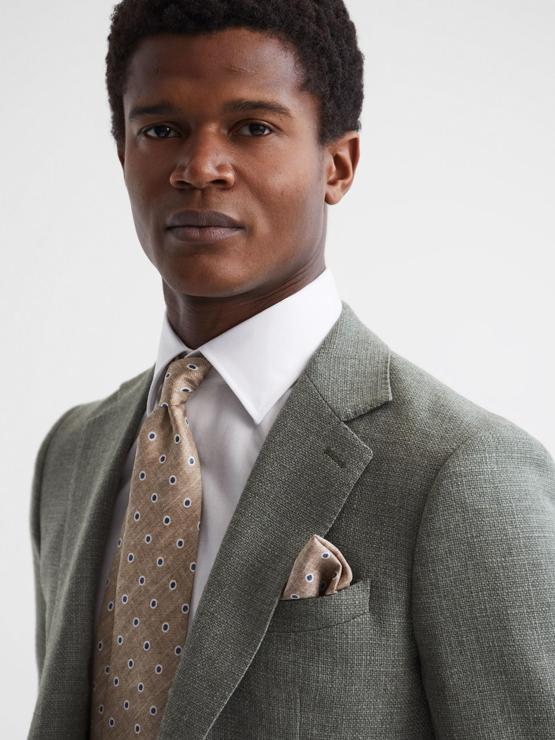 Silk Polka Dot Print Tie in Oatmeal Melange - Image 2 of 5