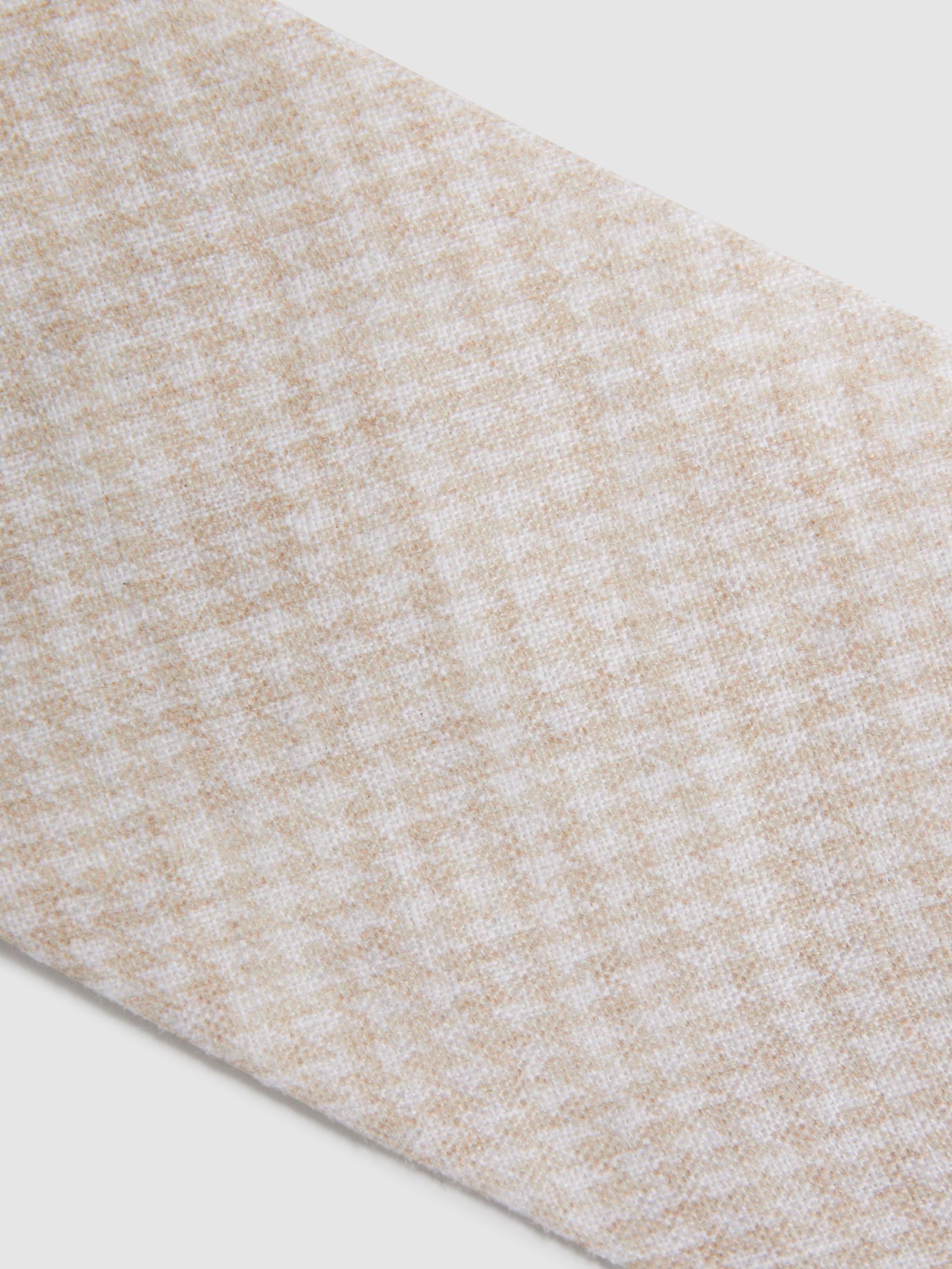 Linen Puppytooth Tie in Oatmeal - Image 2 of 4 Linen Puppytooth Tie in Oatmeal - Image 2 of 4