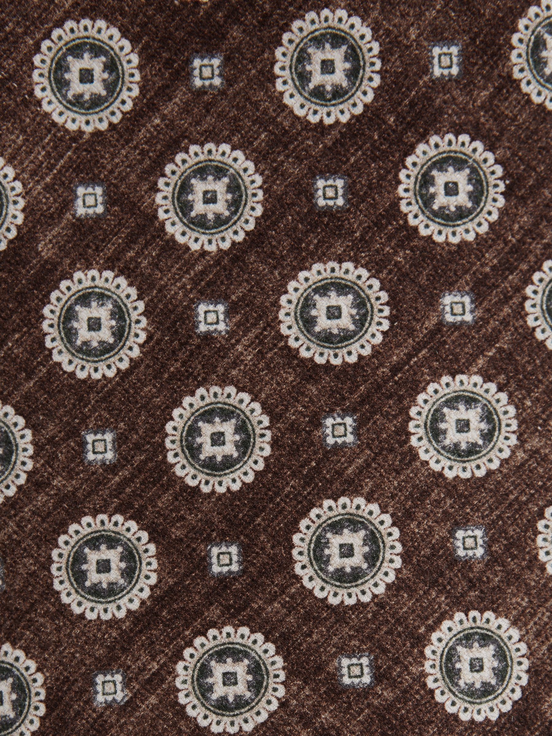 Medallion Printed Silk Tie in Tobacco Melange - Image 5 of 5