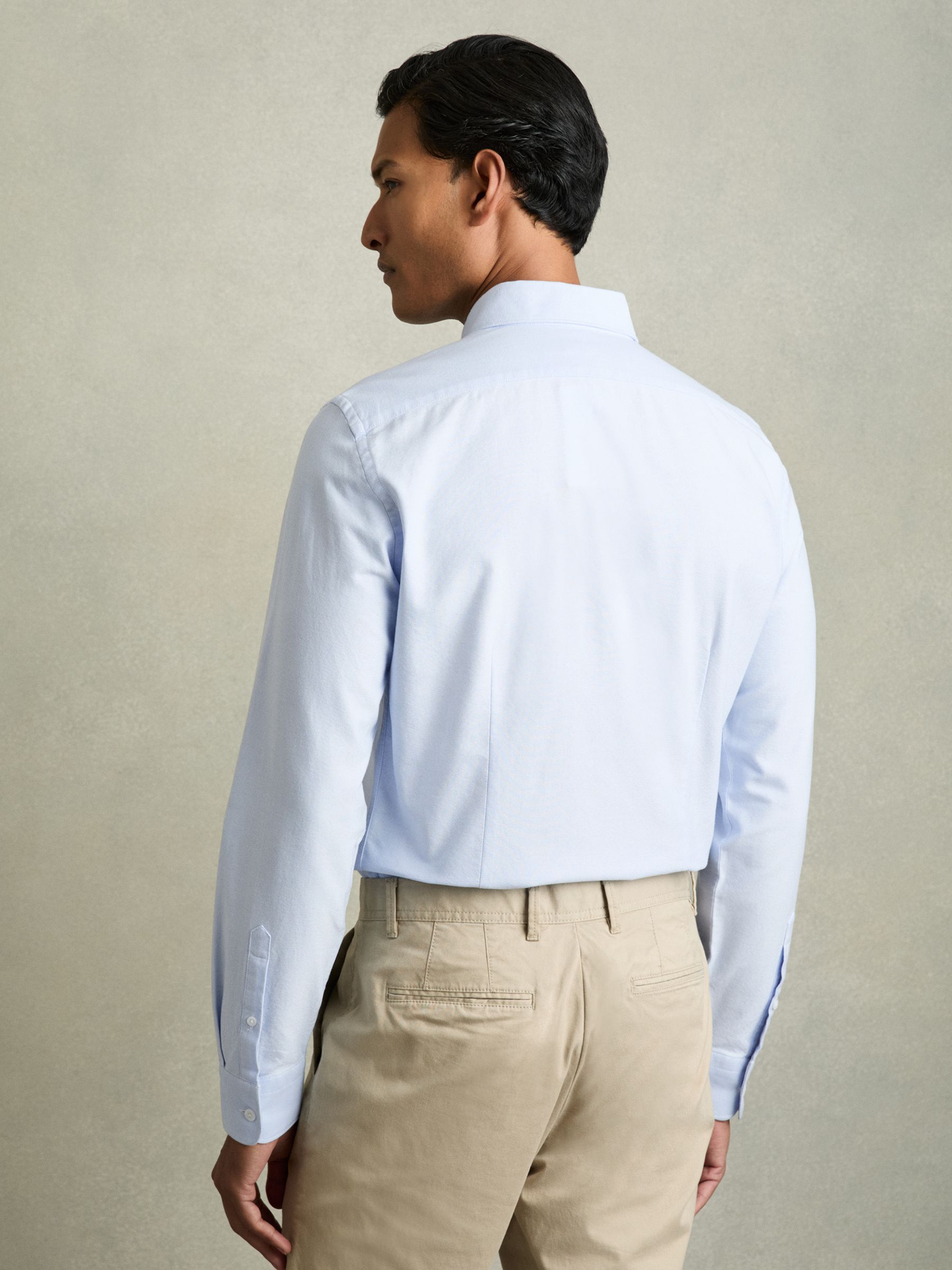 Slim-Fit Button-Down Collar Cotton Oxford Shirt in Soft Blue - Image 4 of 8