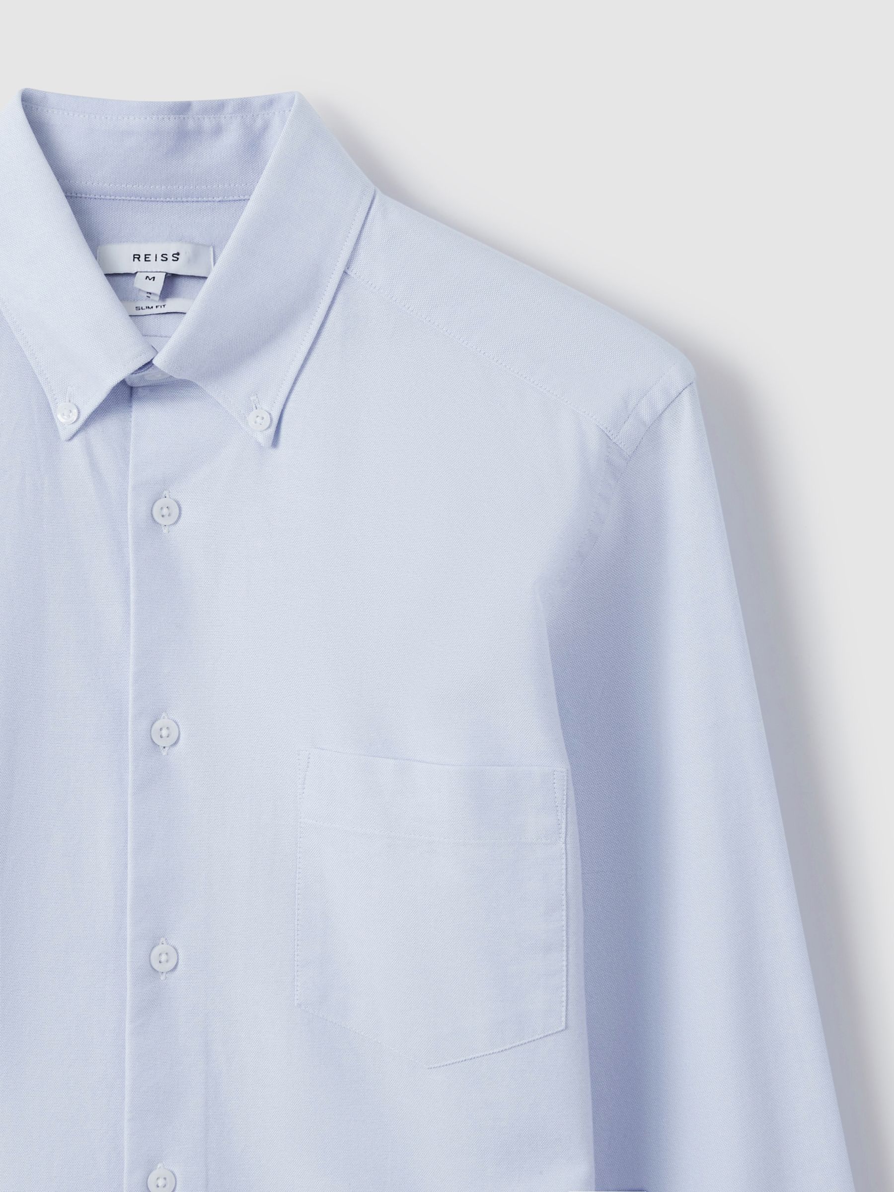 Slim-Fit Button-Down Collar Cotton Oxford Shirt in Soft Blue - Image 7 of 8