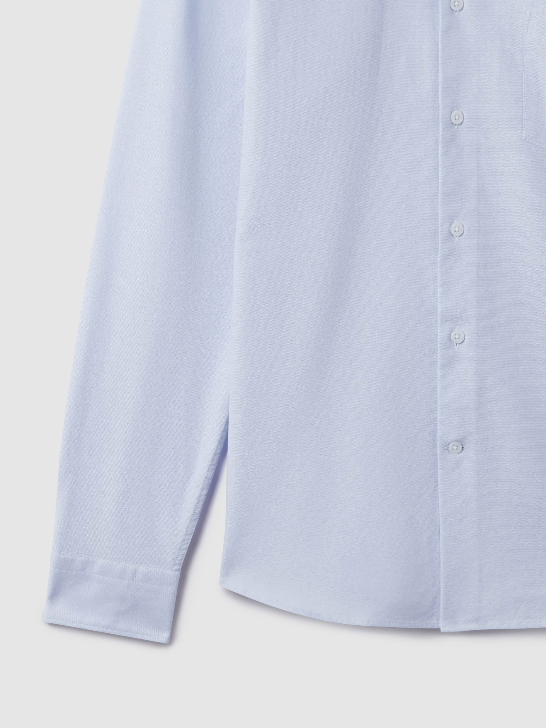 Slim-Fit Button-Down Collar Cotton Oxford Shirt in Soft Blue - Image 8 of 8