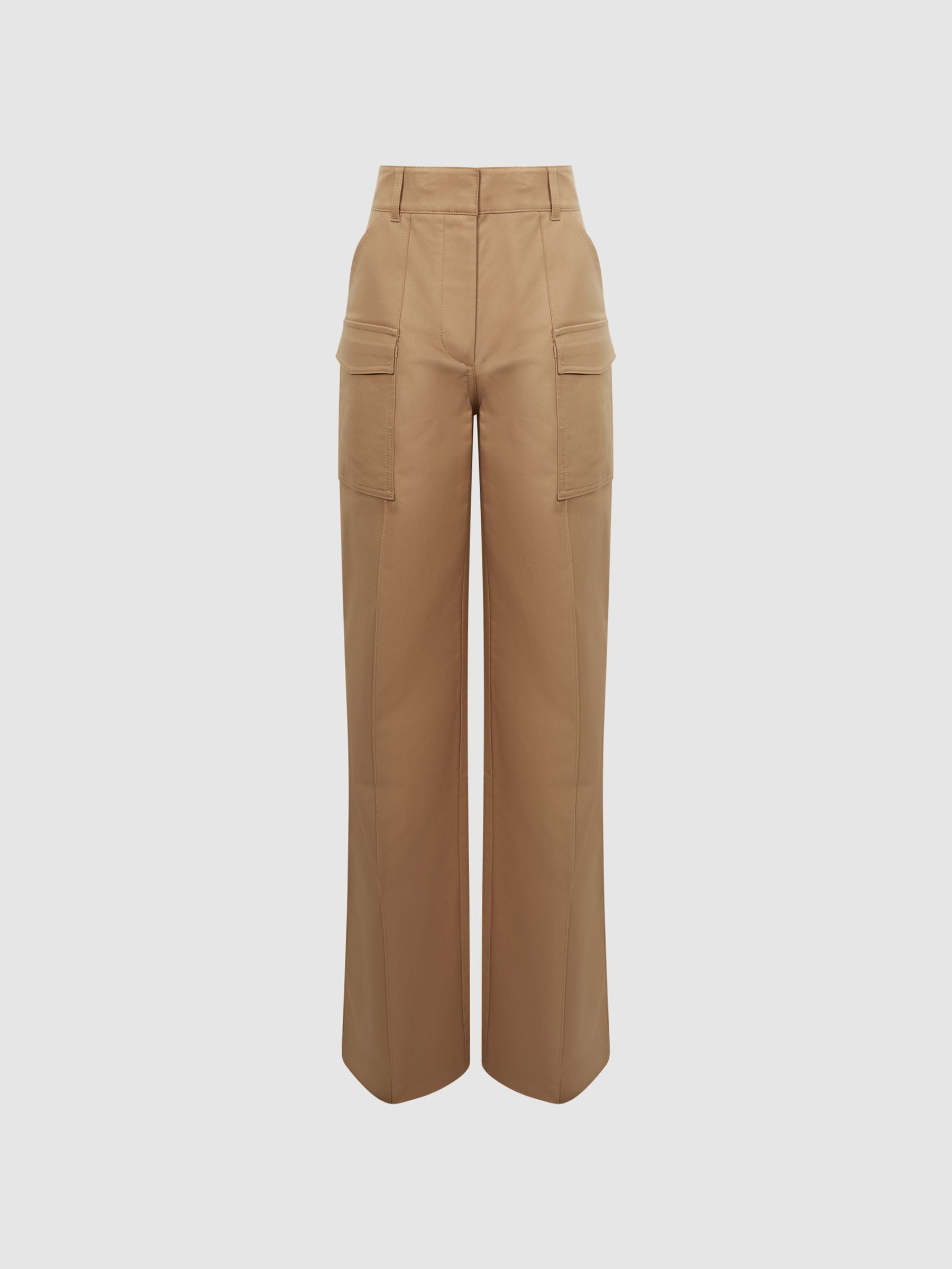 Wide Leg Combat Trousers in Camel - Image 2 of 7