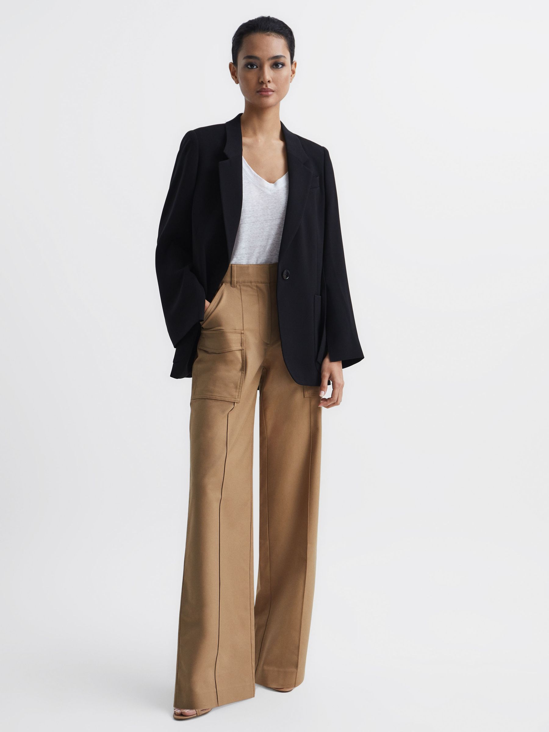 Wide Leg Combat Trousers in Camel - Image 3 of 7