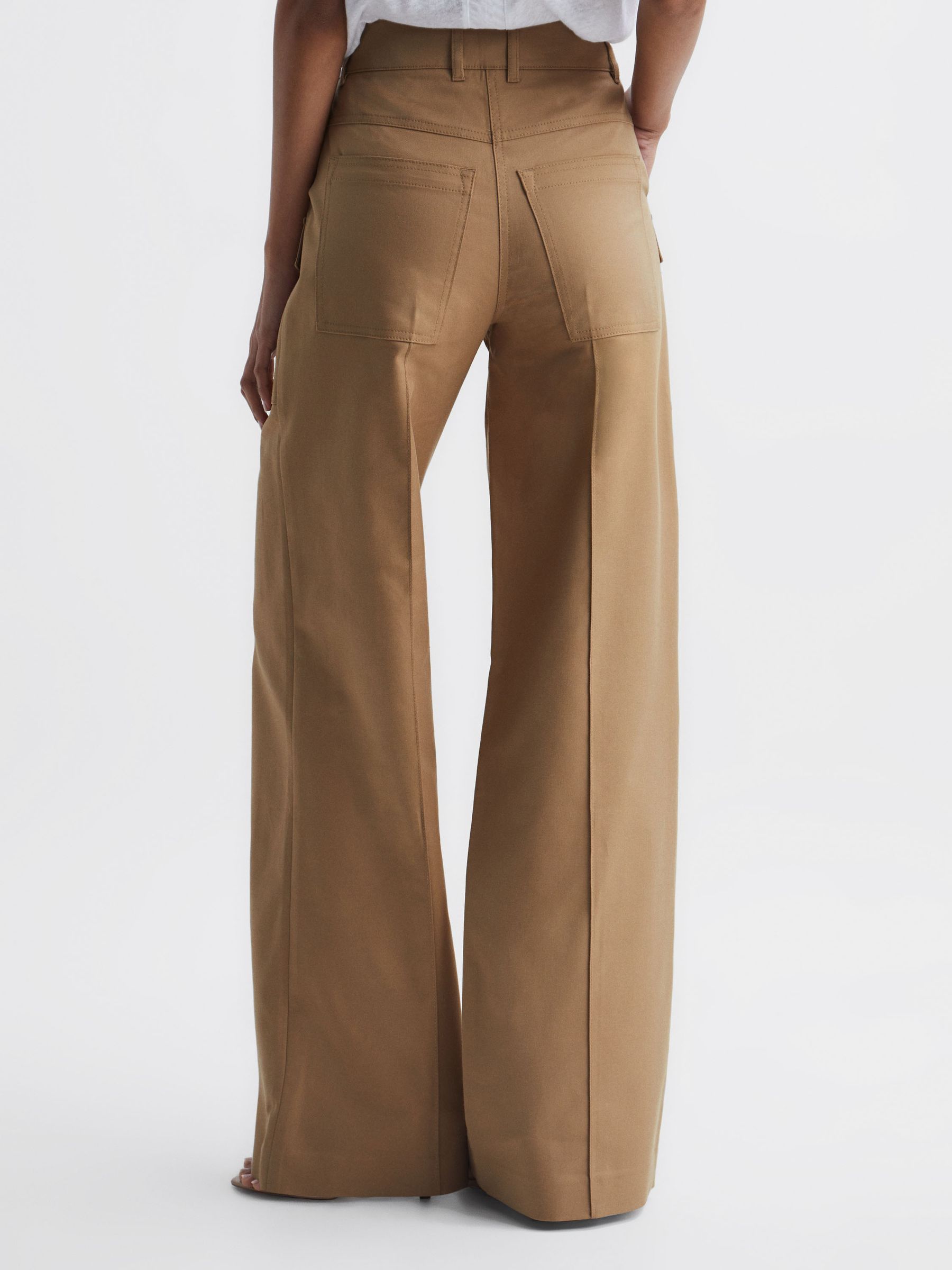 Wide Leg Combat Trousers in Camel - Image 5 of 7