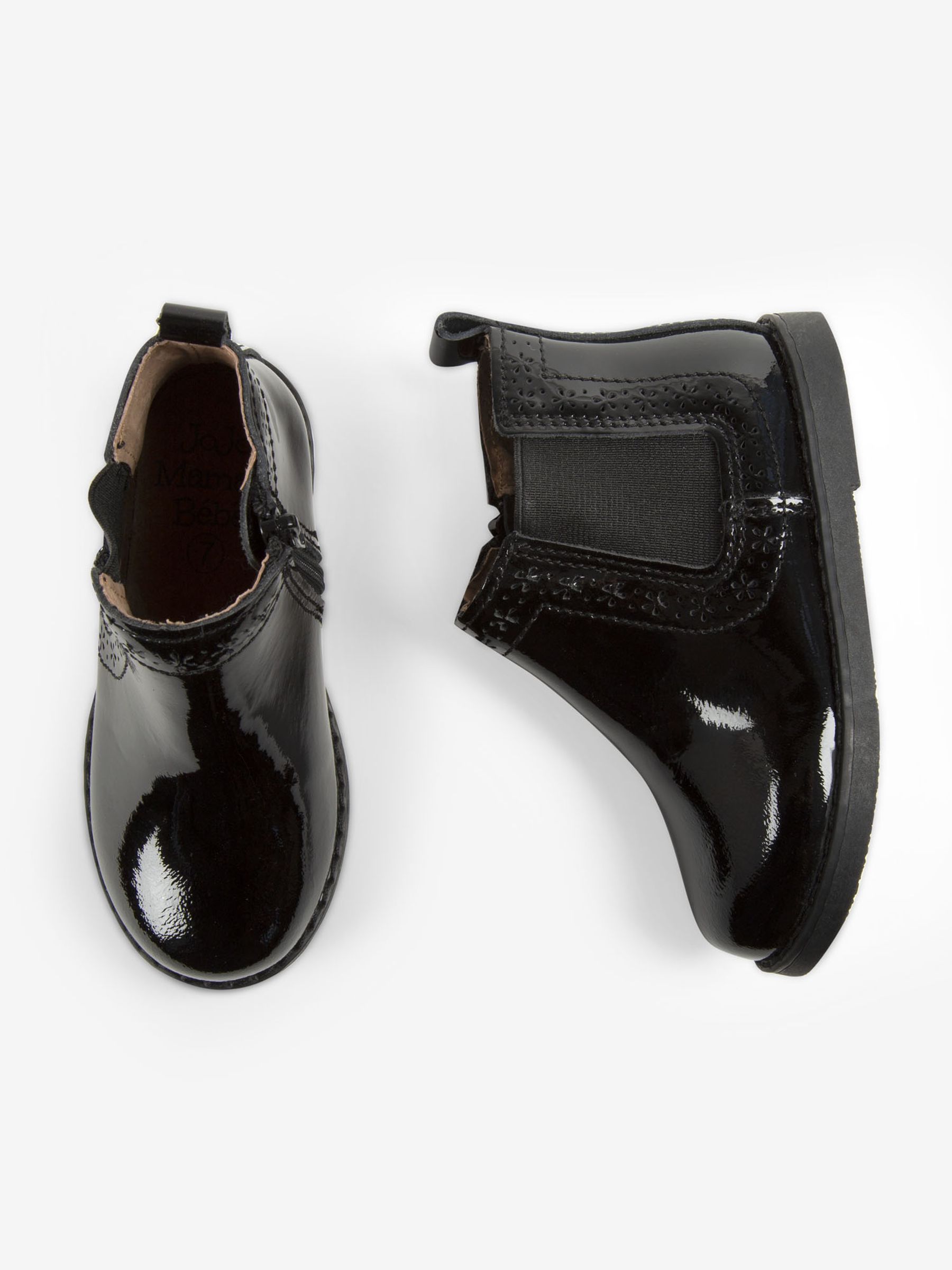 Black Girls' Patent Pretty Leather Chelsea Boots - Image 2 of 5