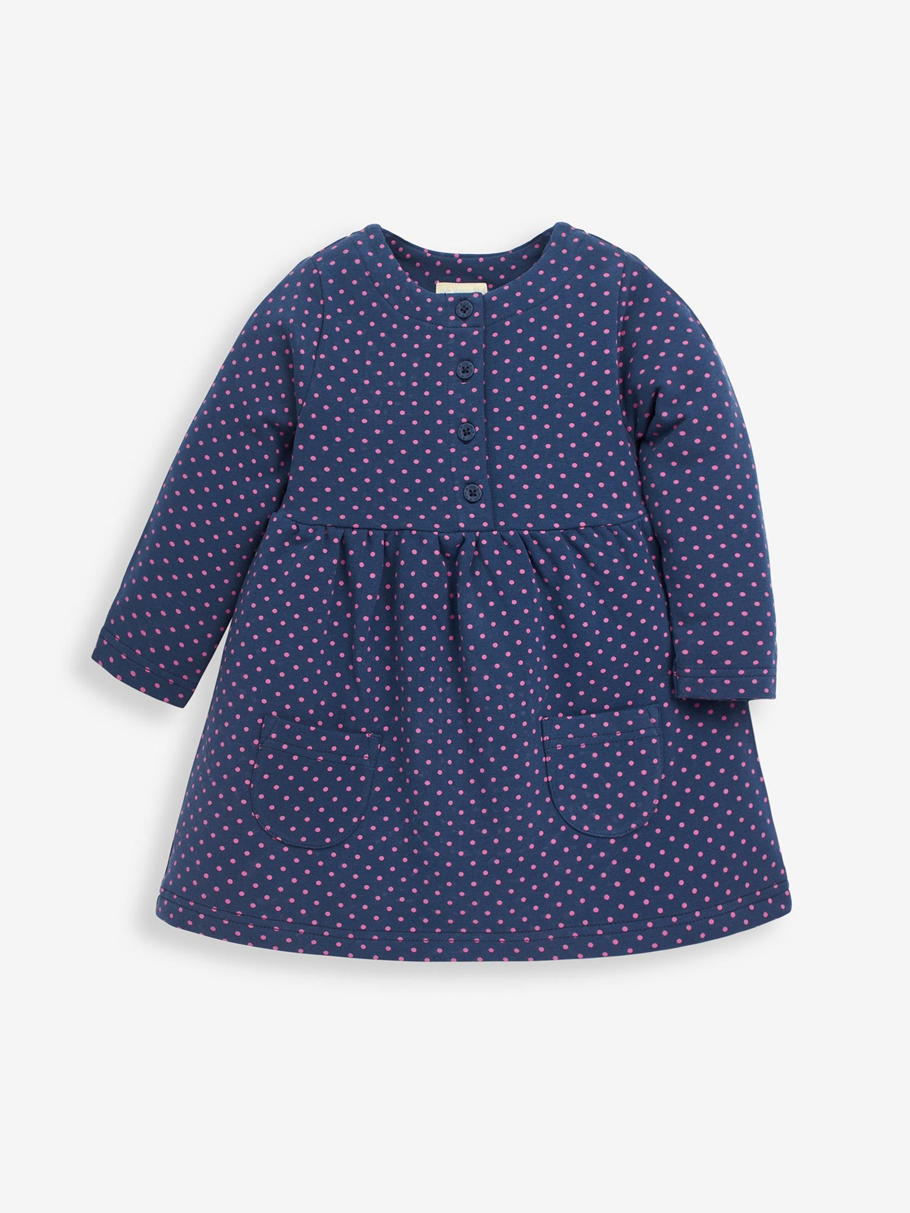Navy Spot Sweat Dress - Image 1 of 4
