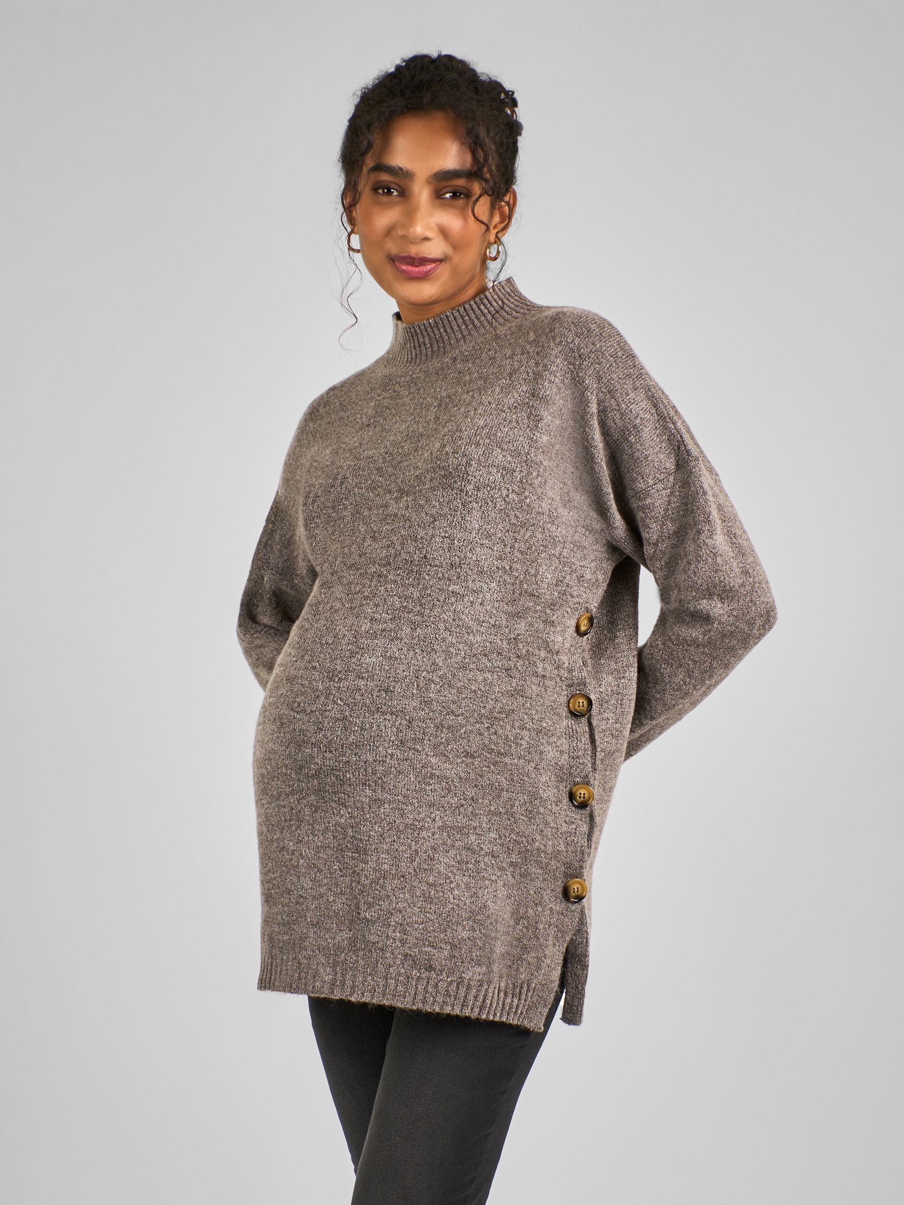 Mocha Brown Turtle Neck Maternity & Nursing Jumper - Image 4 of 4