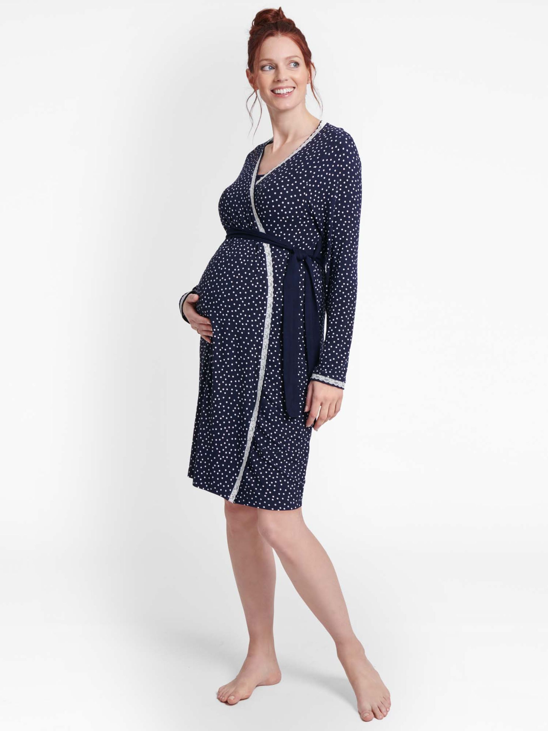 Navy Spot Maternity & Nursing Robe - Image 2 of 2