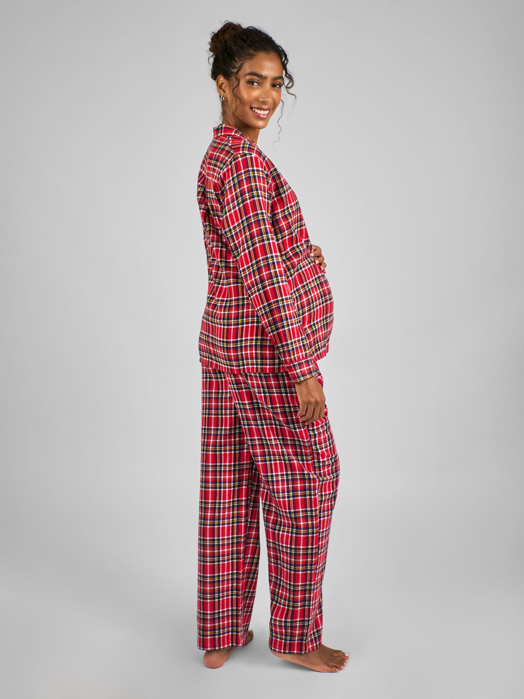 Tartan Maternity & Nursing Pyjama Set in Red - Image 2 of 4