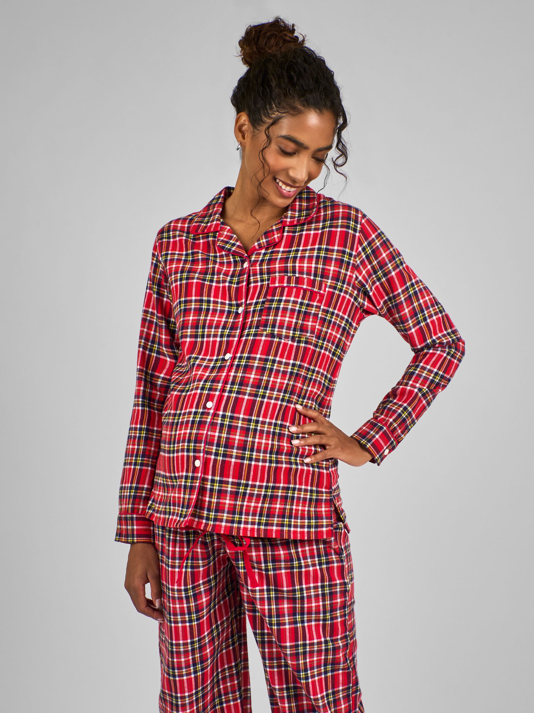 Tartan Maternity & Nursing Pyjama Set in Red - Image 3 of 4