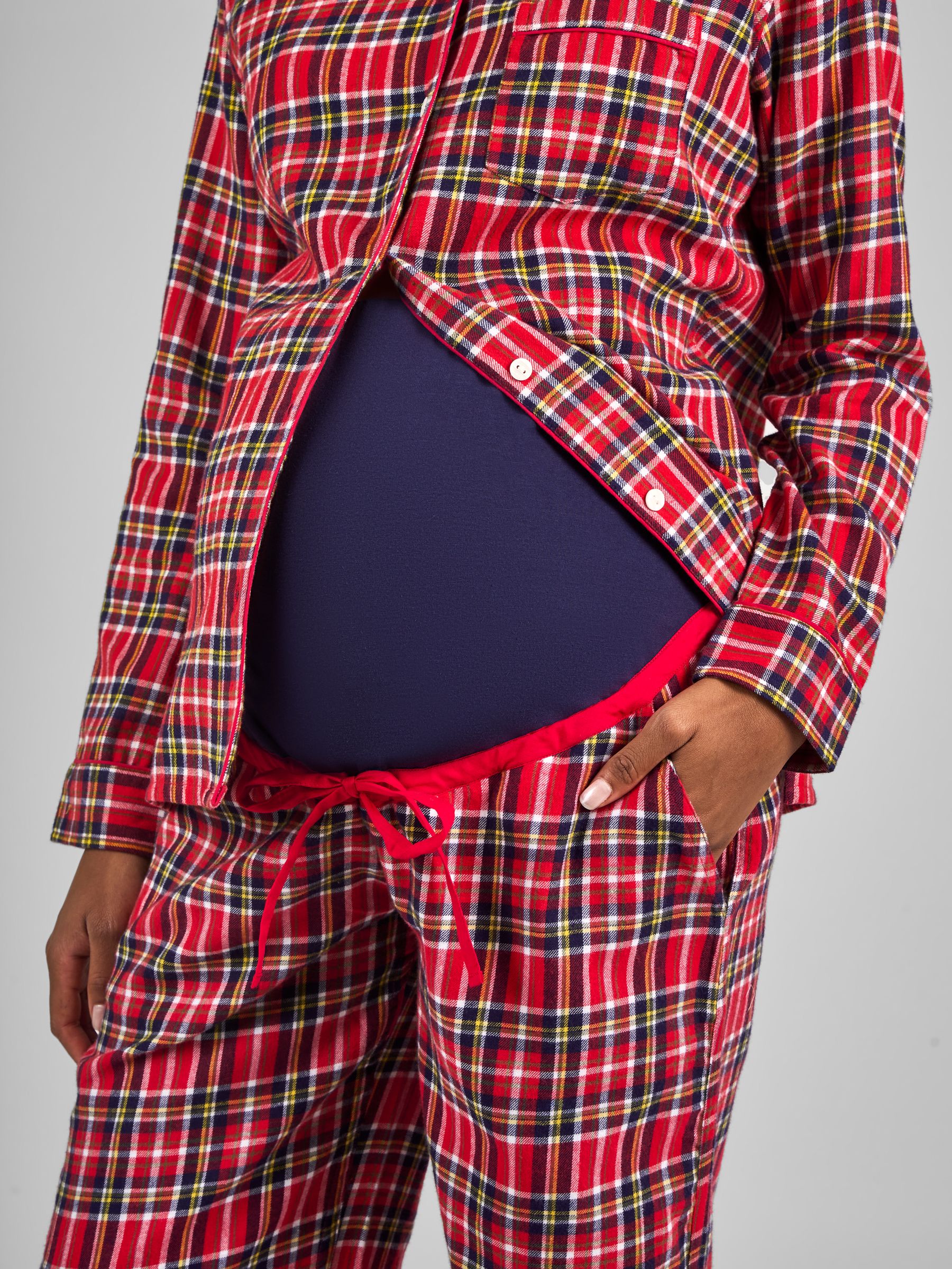 Tartan Maternity & Nursing Pyjama Set in Red - Image 4 of 4
