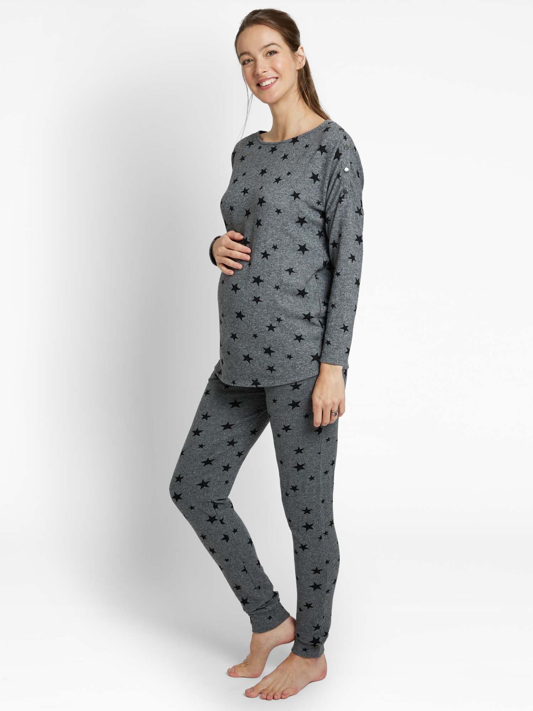 Charcoal Star Print Maternity & Nursing Lounge Set - Image 4 of 4