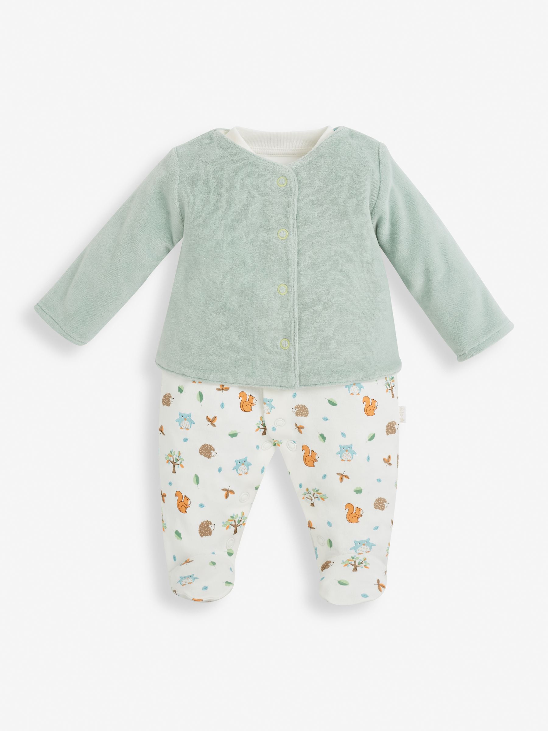 Green 2-Piece Sleepsuit & Velour Jacket Set - Image 1 of 10