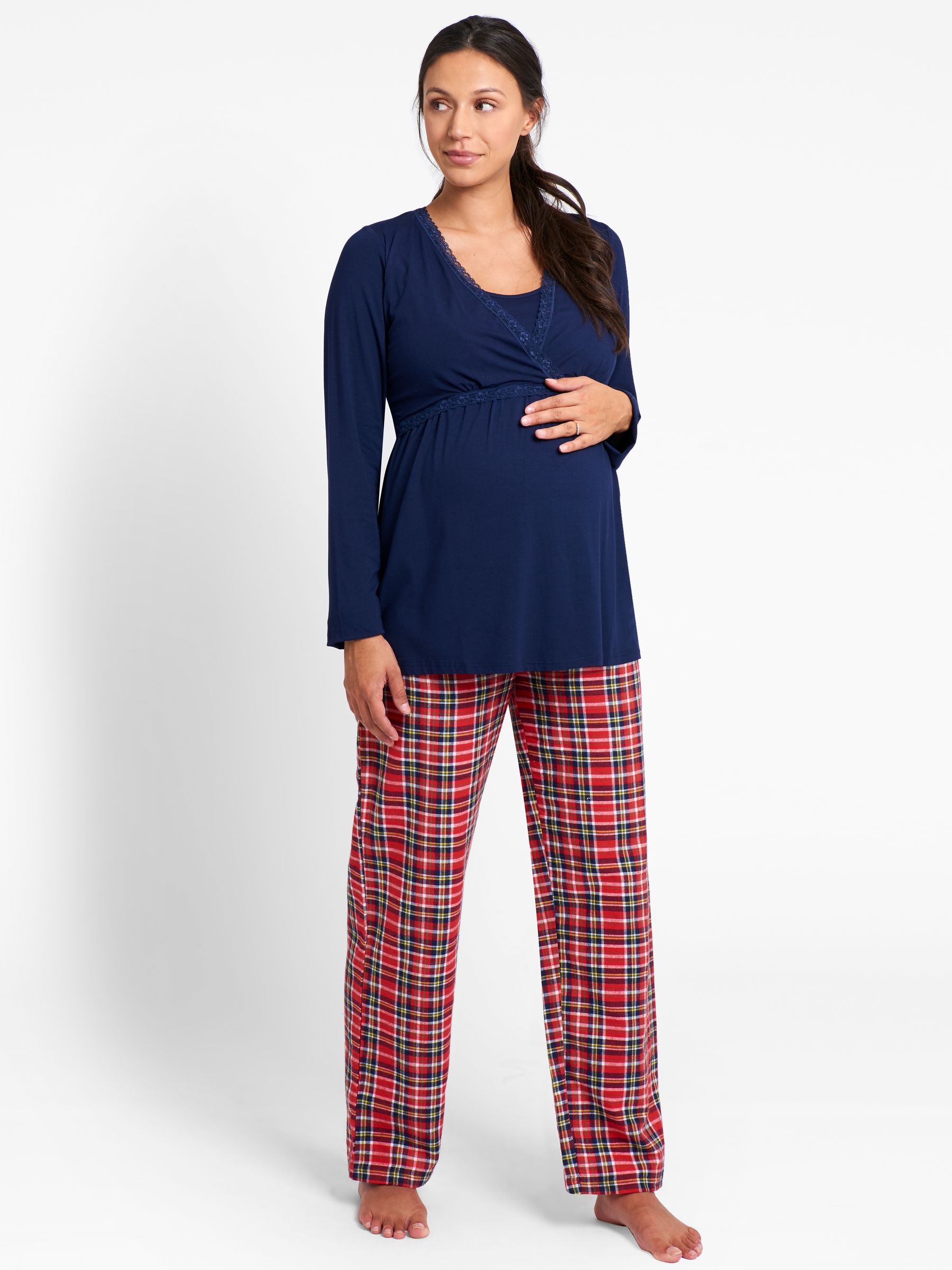 Tartan Maternity Pyjama Bottoms in Red - Image 4 of 4