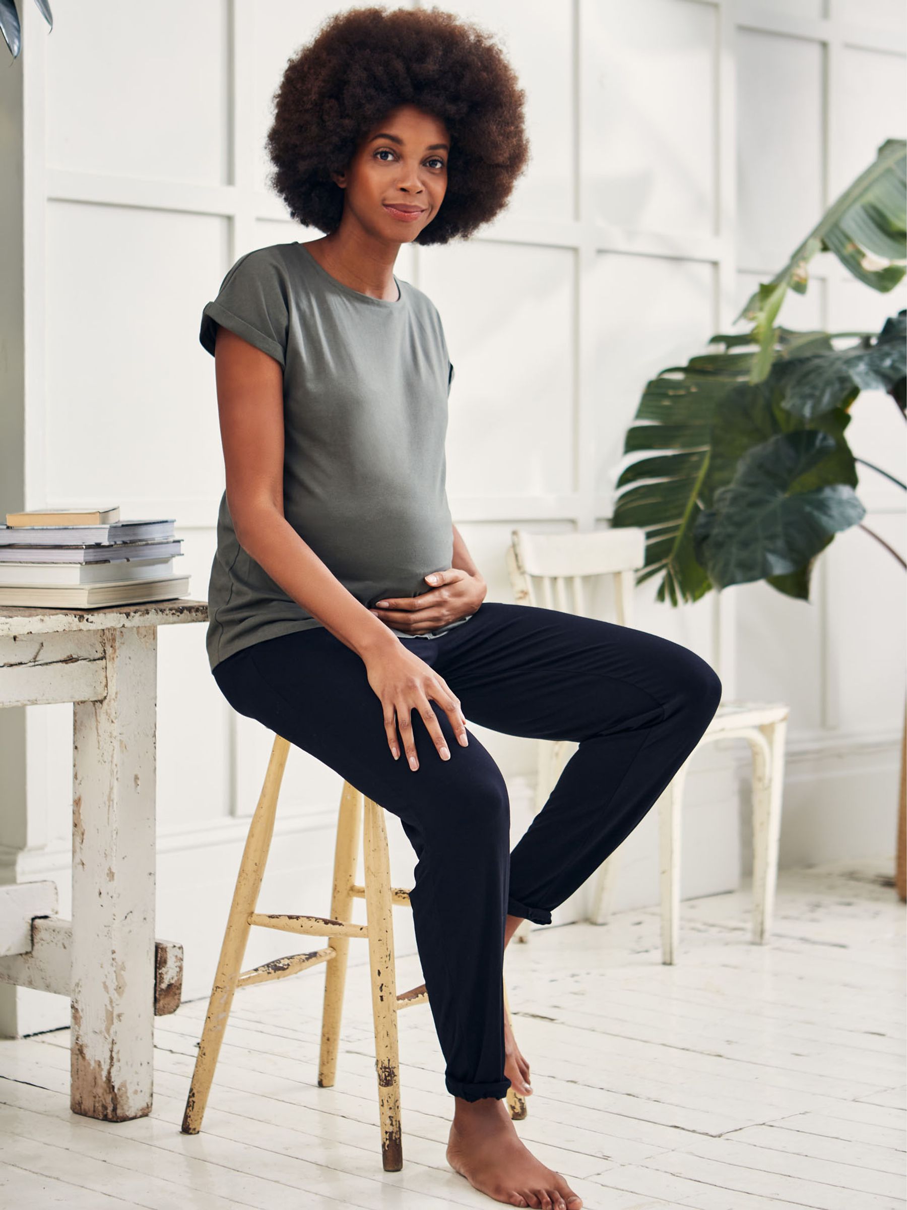 Black Jersey Maternity Trousers - Image 1 of 4