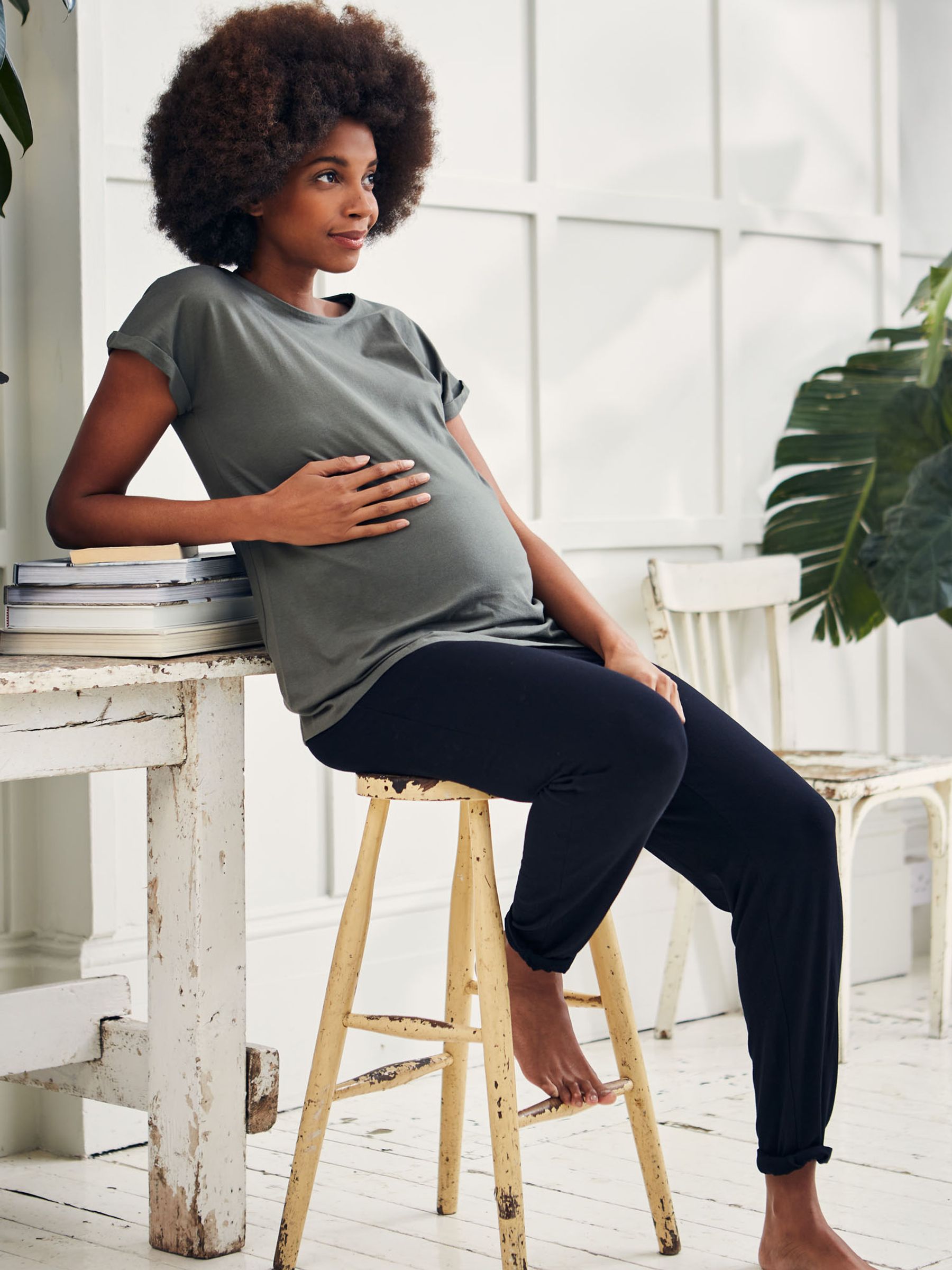 Black Jersey Maternity Trousers - Image 2 of 4