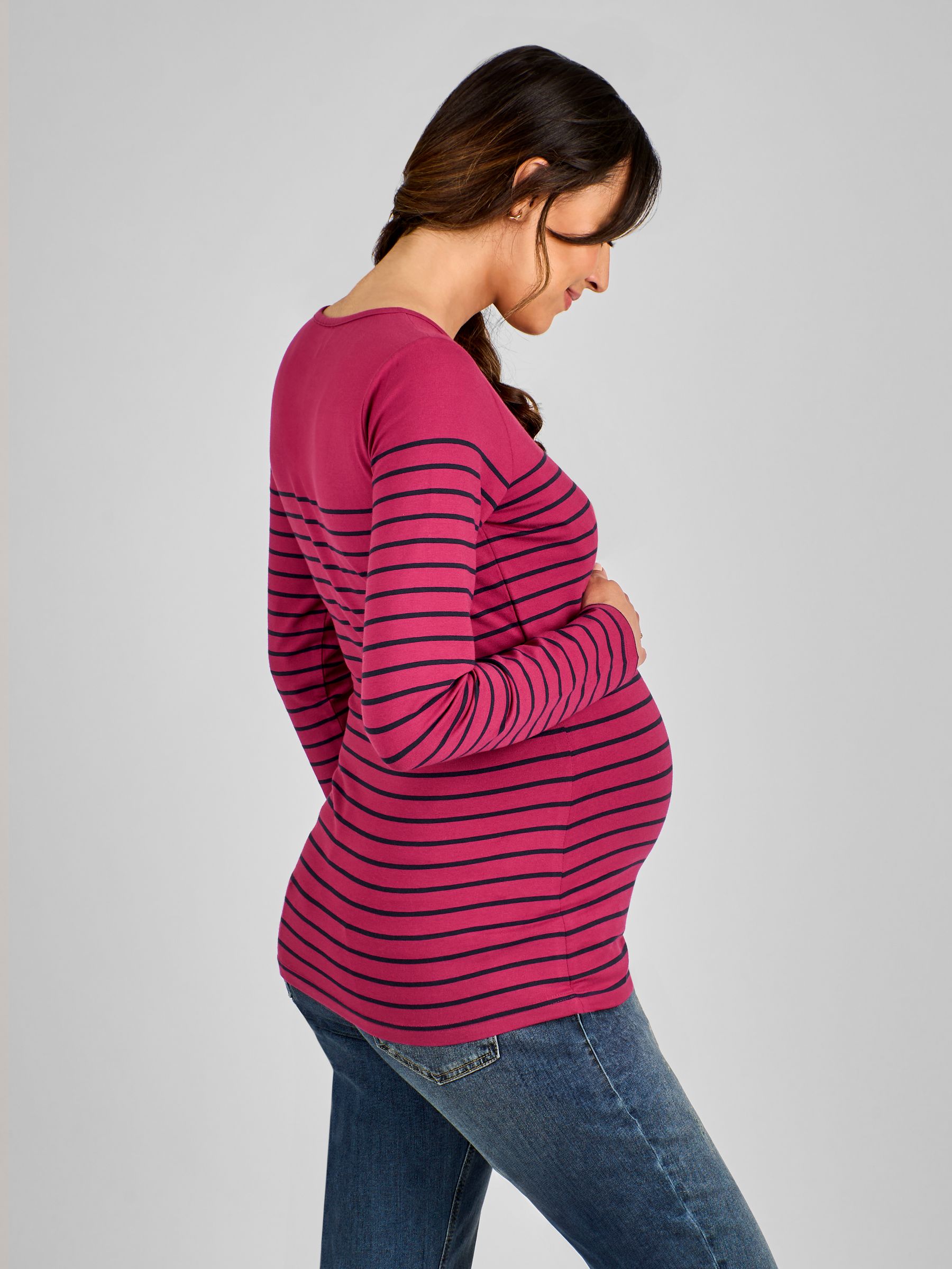 Wine Red Breton Stripe Nursing Top - Image 3 of 4
