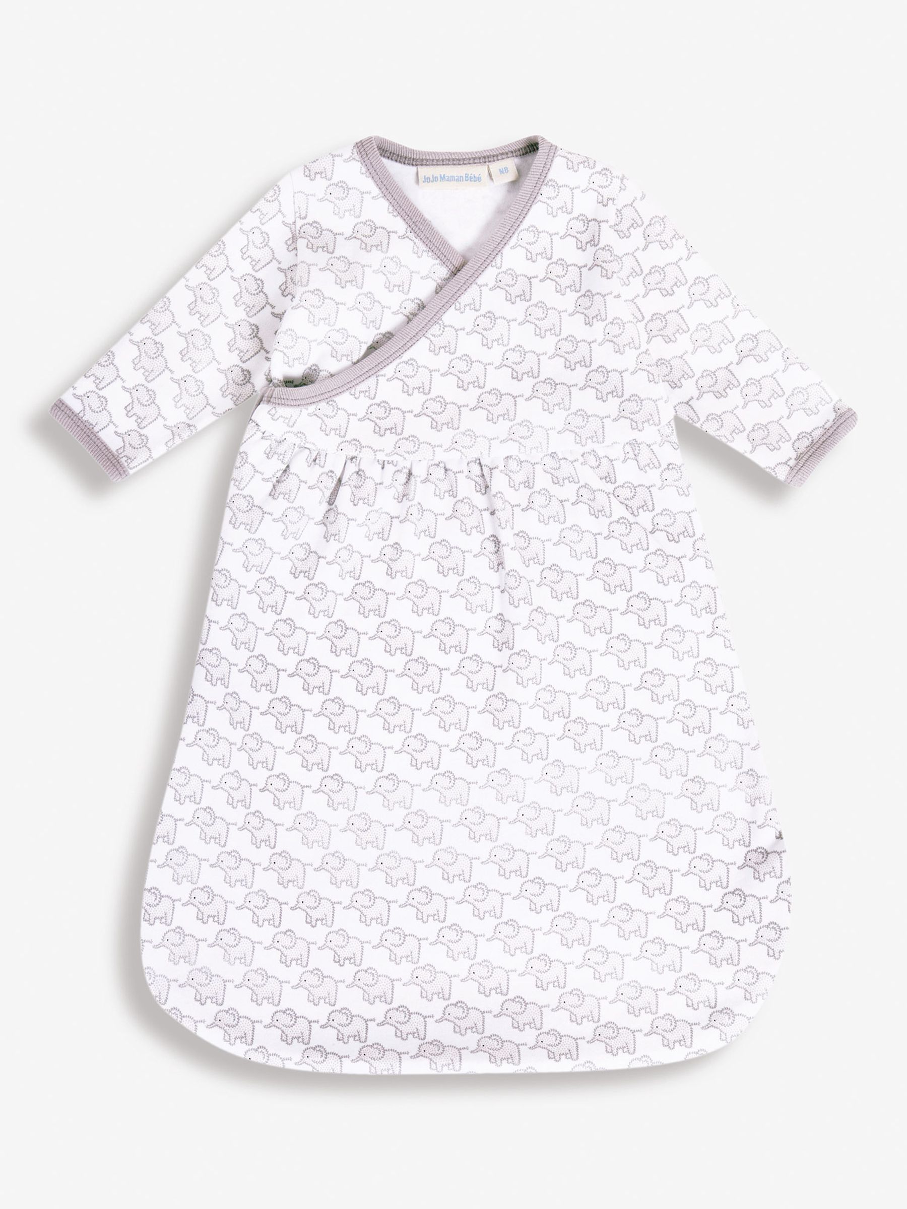 Elephant Print Newborn Sleepy Sac in Grey - Image 1 of 1
