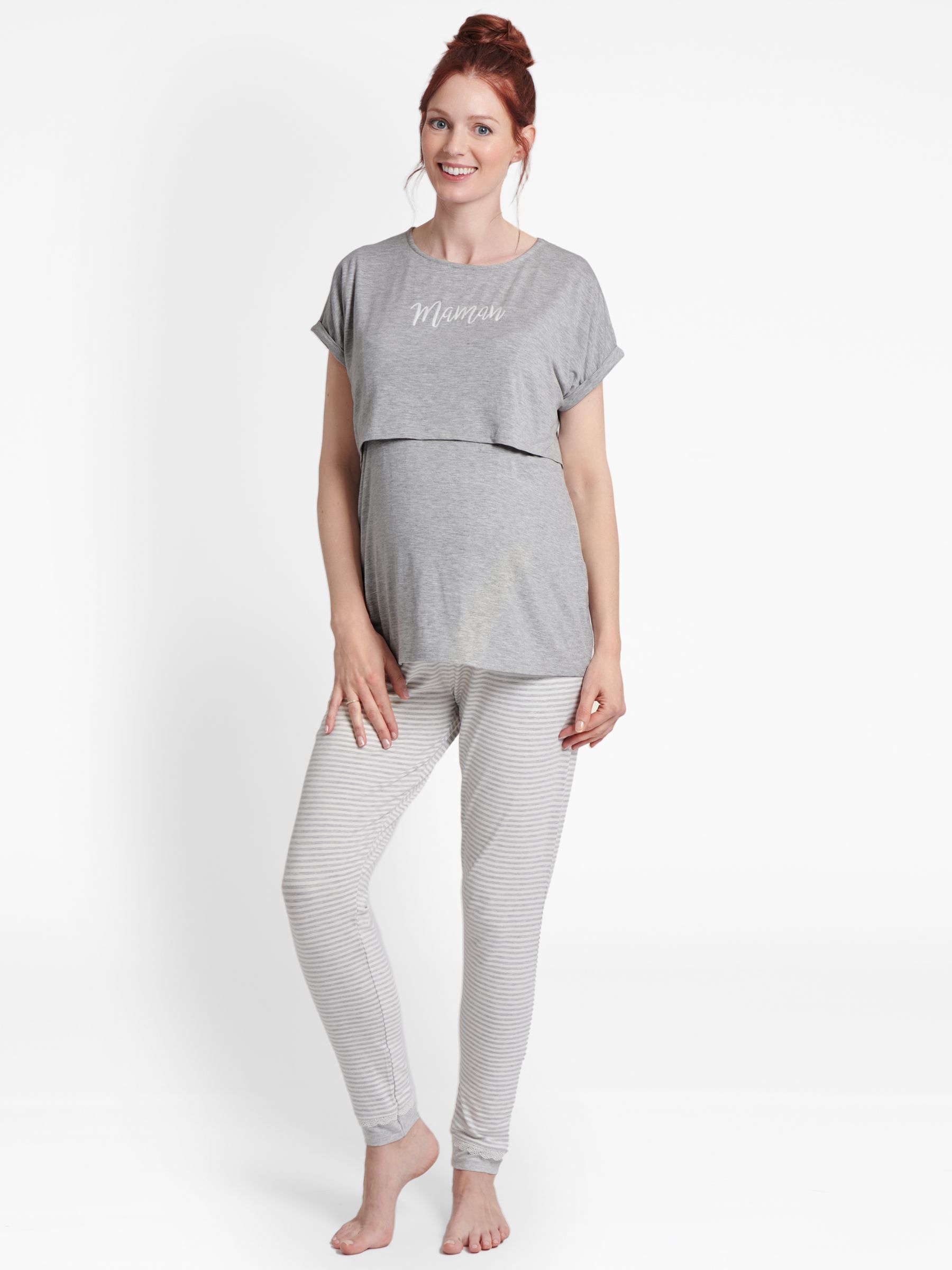 Marl Maman Maternity & Nursing Pyjama Set in Grey - Image 3 of 3
