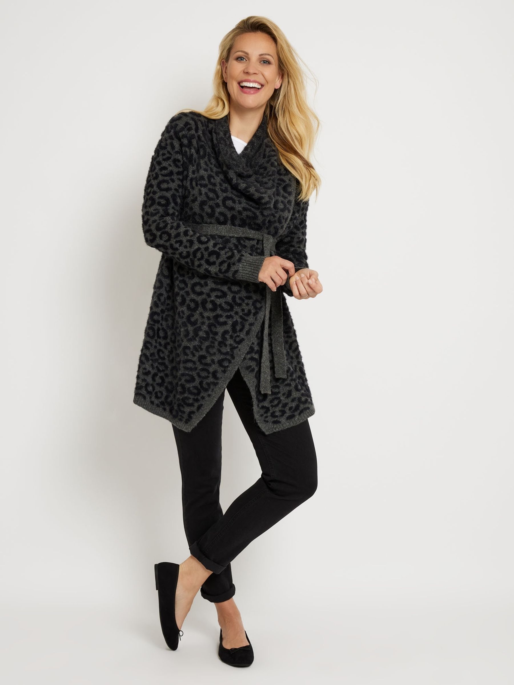 Marl Grey Leopard Print Maternity & Nursing Cardigan | JoJo Maman
