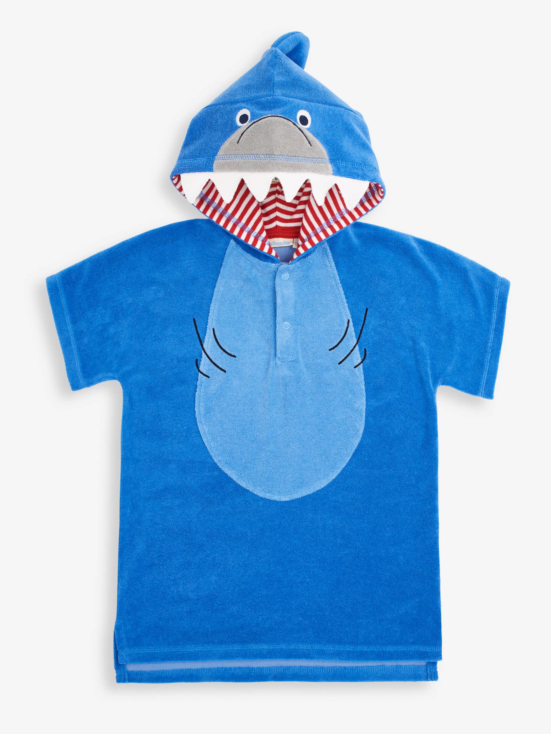 Blue Shark Towelling Hooded Poncho - Image 1 of 2