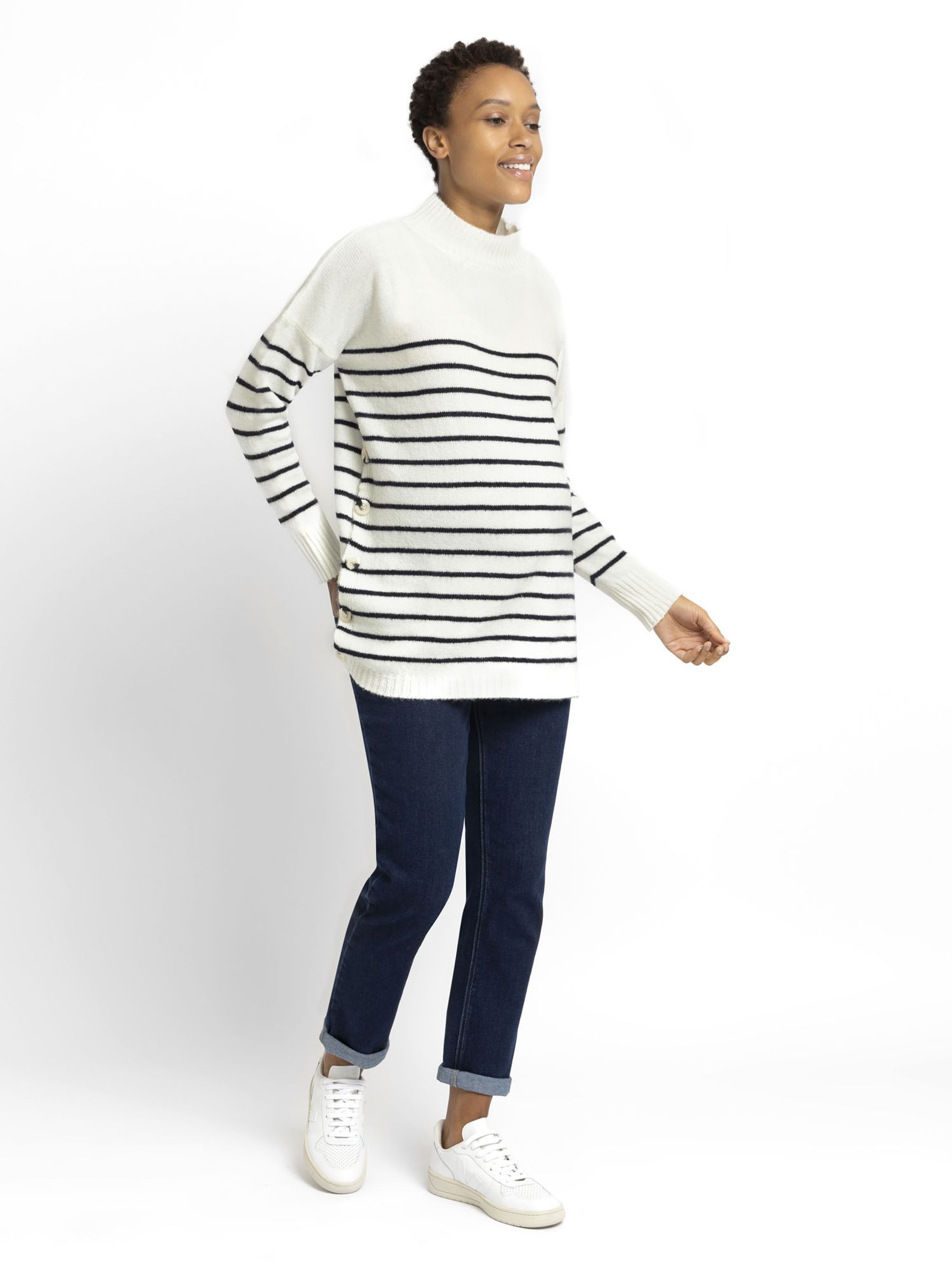 Cream Stripe Turtle Neck Maternity & Nursing Jumper - Image 2 of 5